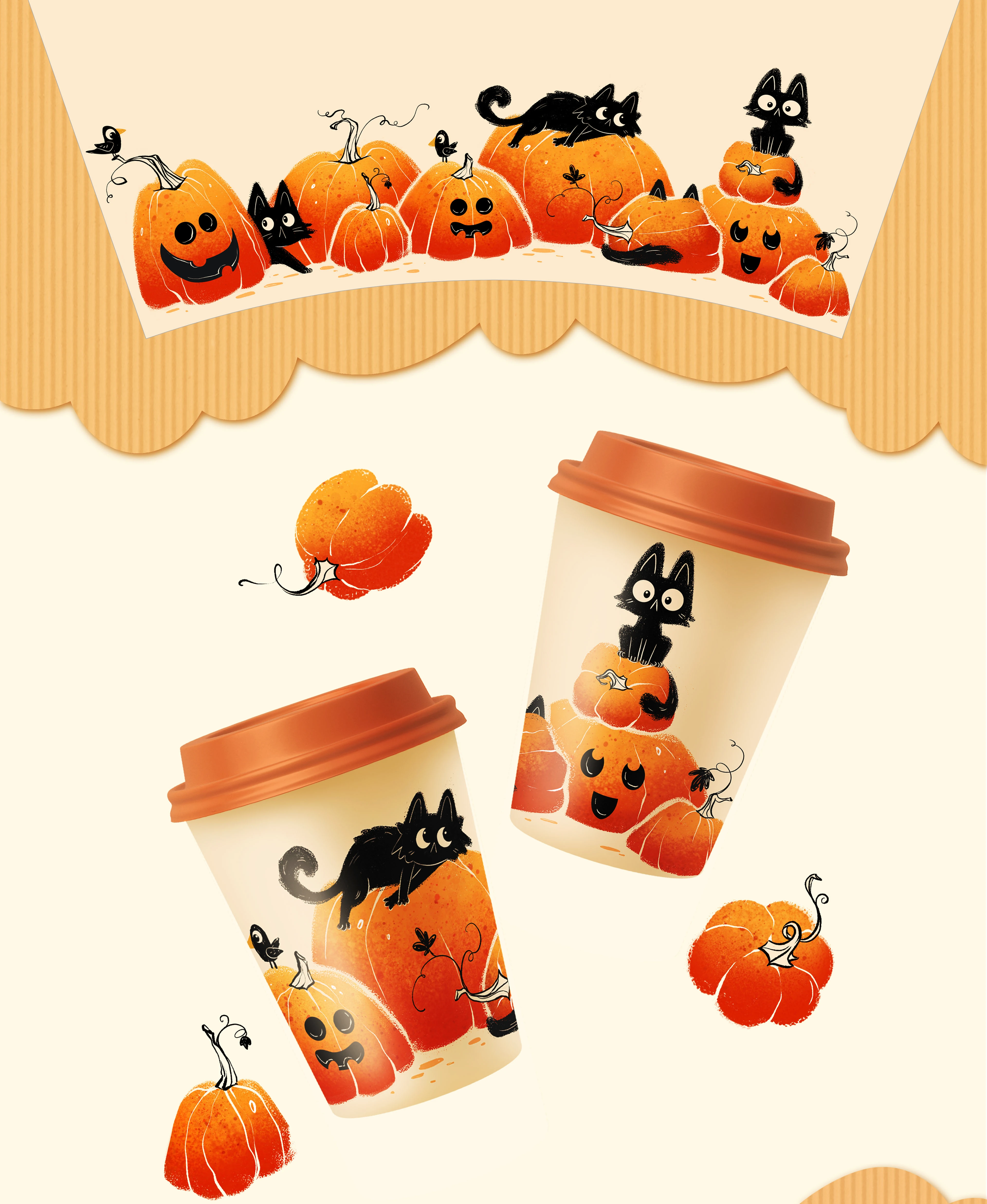 Иллюстрации для кофейных стаканчиков — Изображение №2 — Интерфейсы, Брендинг на Dprofile