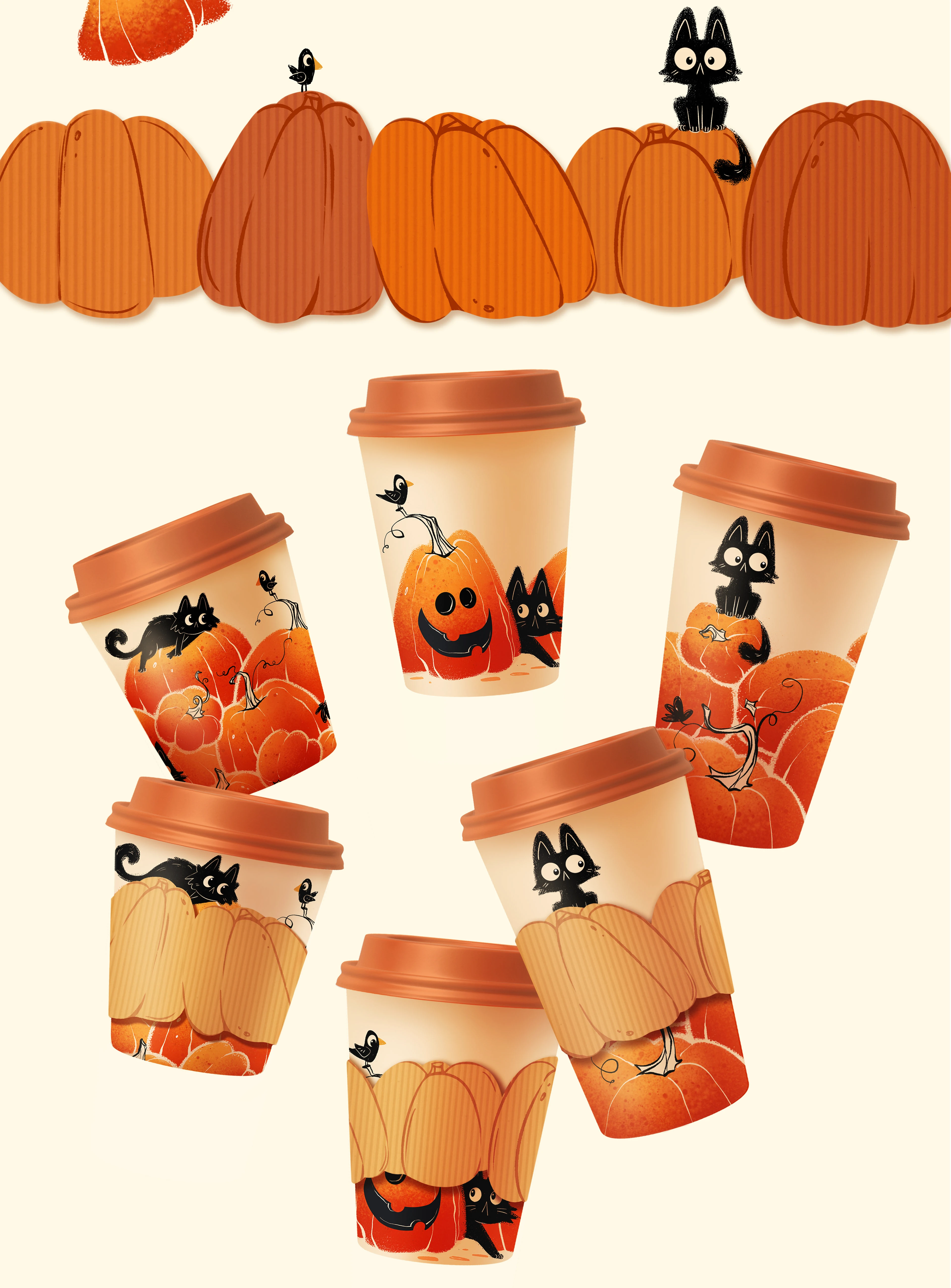Иллюстрации для кофейных стаканчиков — Изображение №4 — Интерфейсы, Брендинг на Dprofile