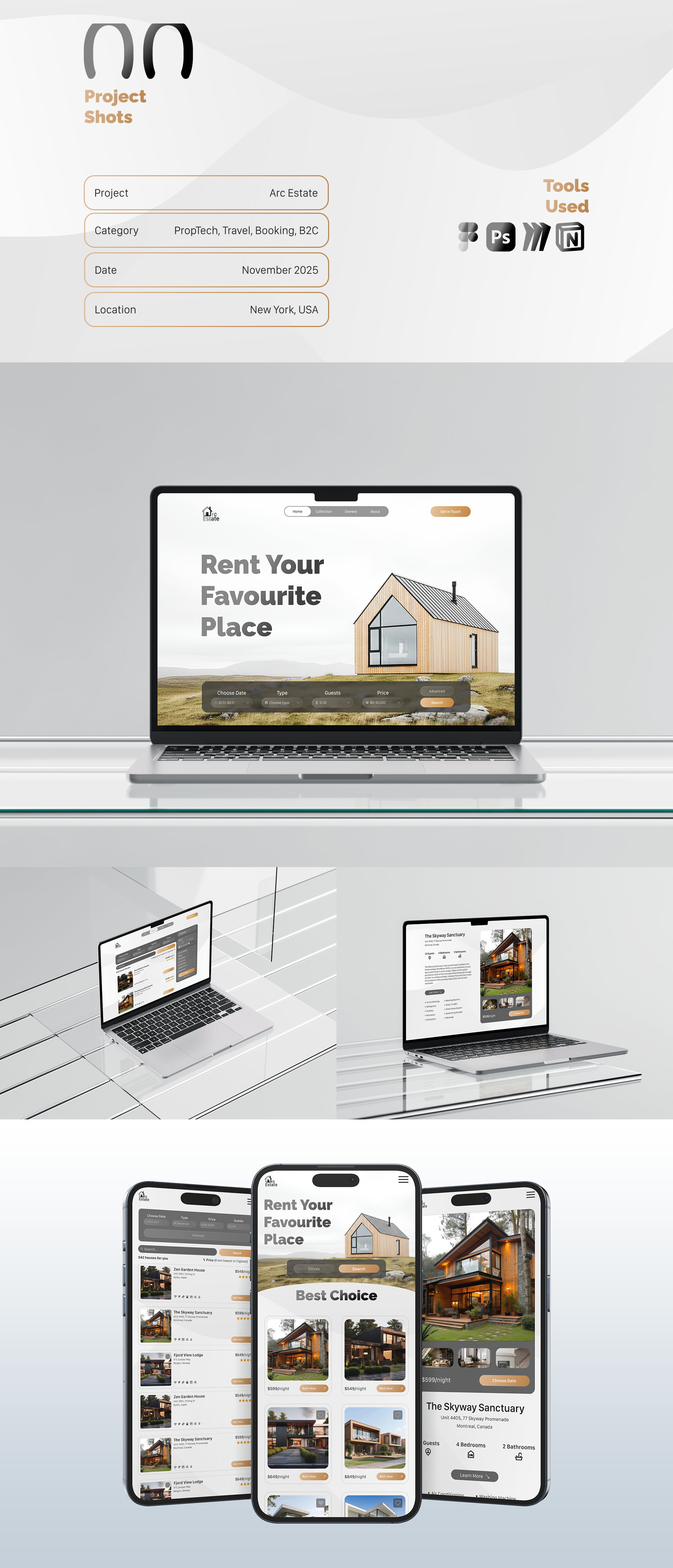 Arc Estate | Landing Page | Web + Mobile — Изображение №2 — Интерфейсы на Dprofile