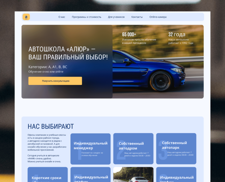 Веб-дизайн для автошколы — Интерфейсы на Dprofile
