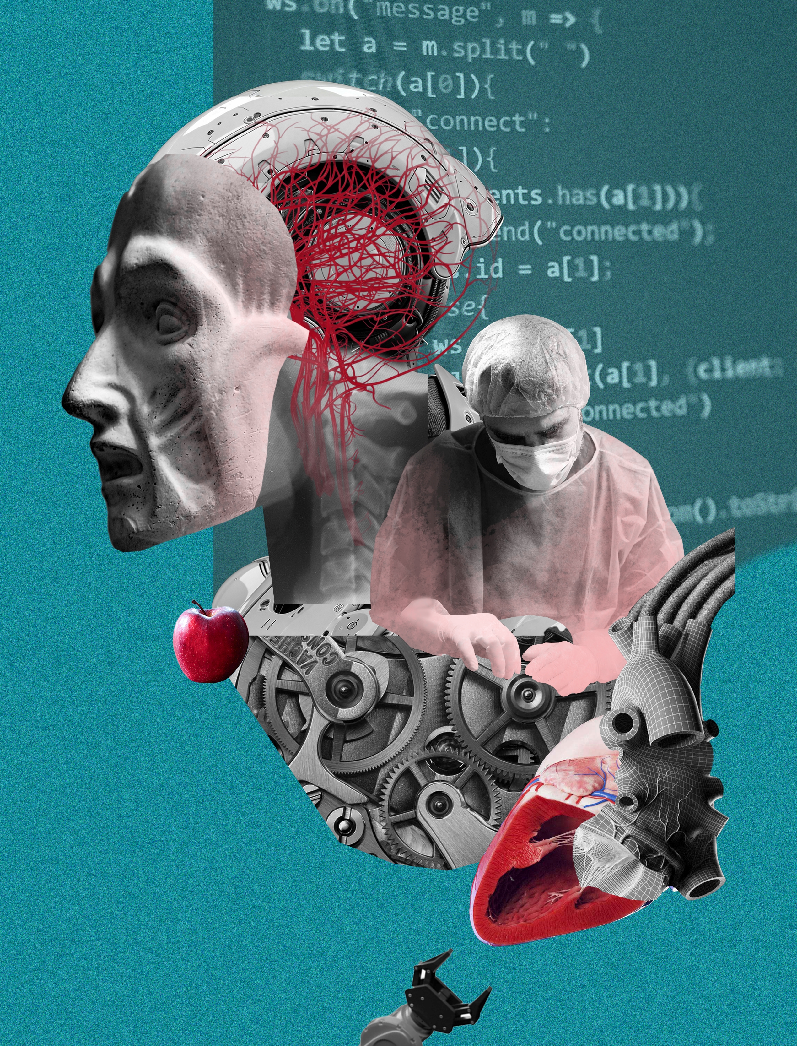 Коллажные иллюстрации к статье про роботов и ИИ — Изображение №1 — Иллюстрация, Графика на Dprofile