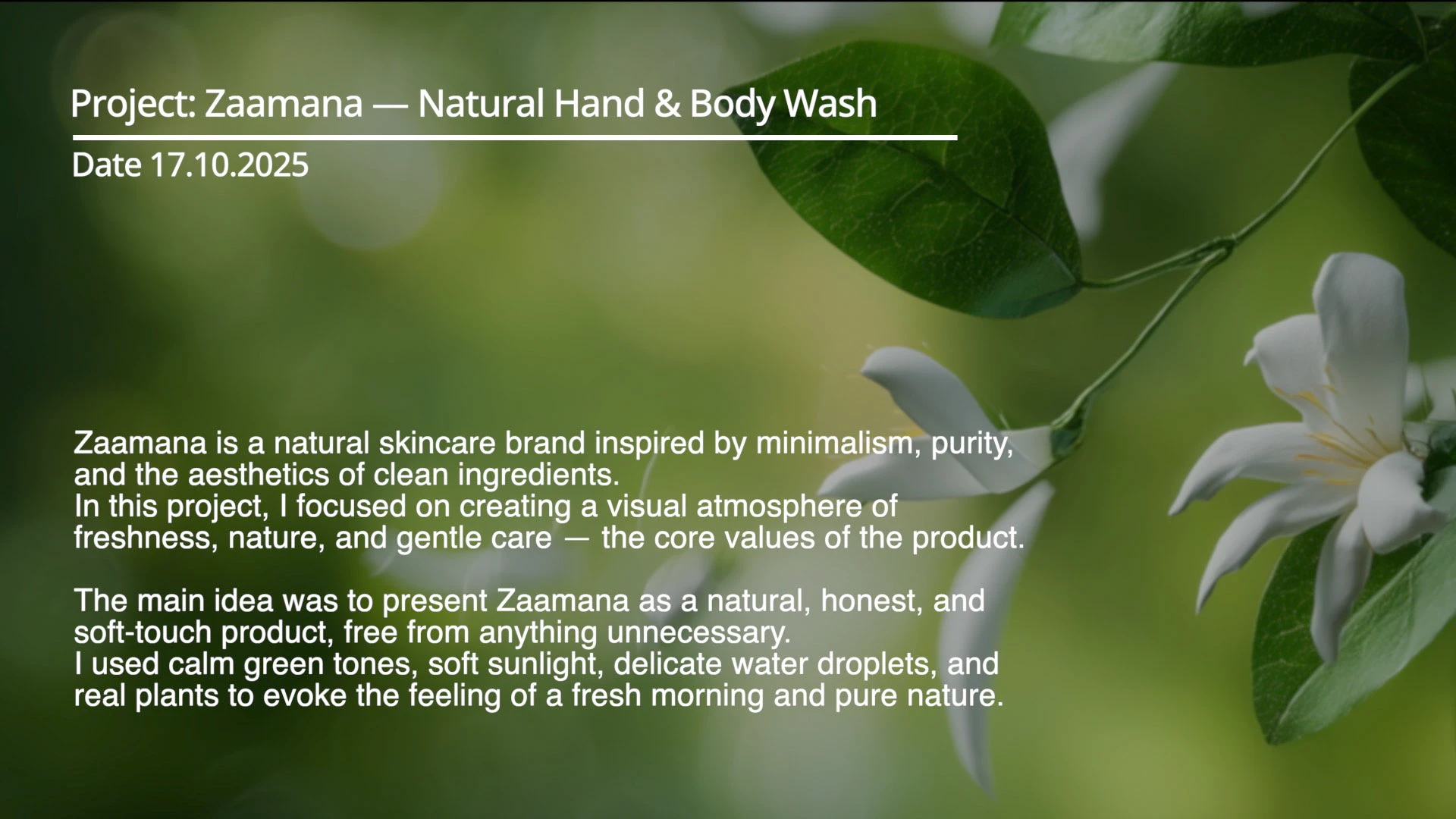 Zaamana — Natural Hand & Body Wash | AI advertising — Изображение №1 — 3D, Анимация на Dprofile