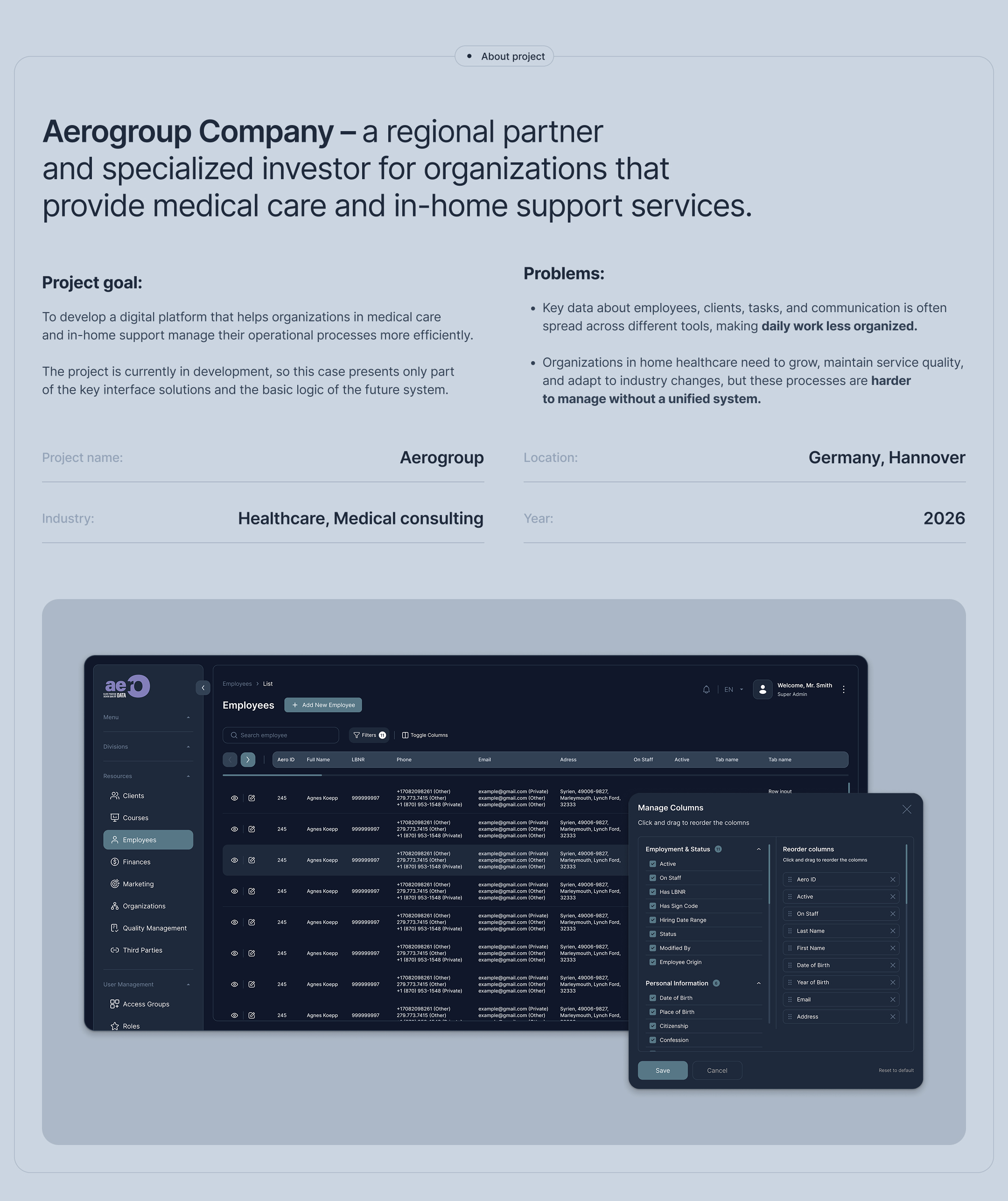 Aerogroup ERP System | UX/UI | Healthcare — Изображение №2 — Интерфейсы на Dprofile