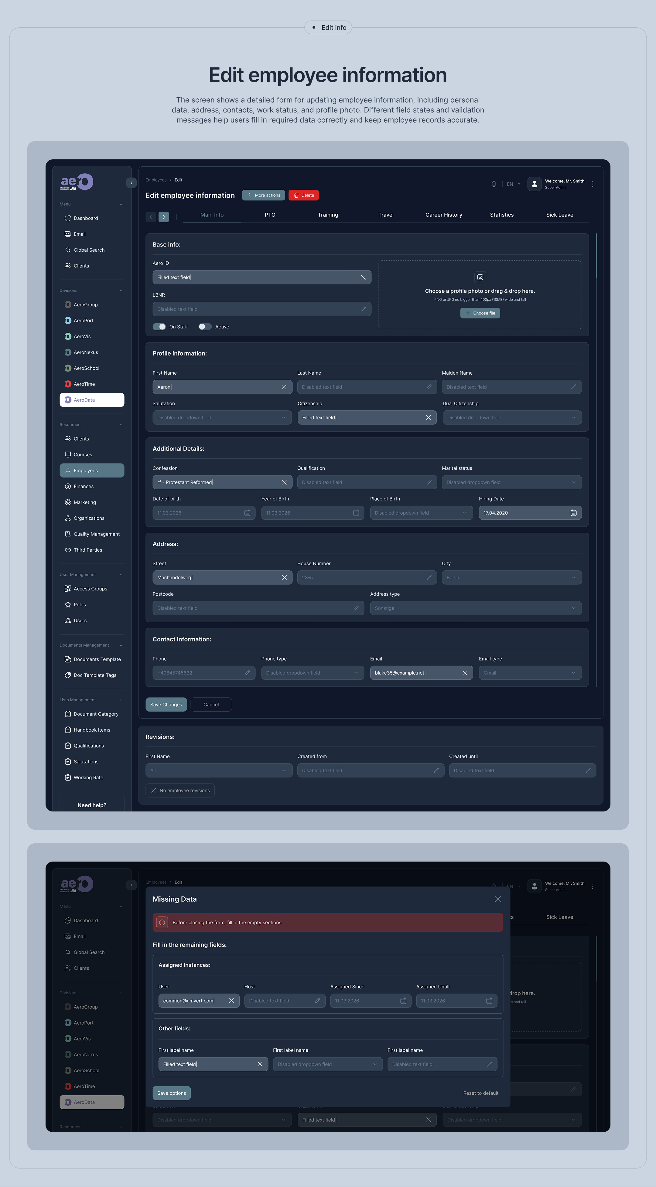 Aerogroup ERP System | UX/UI | Healthcare — Изображение №7 — Интерфейсы на Dprofile