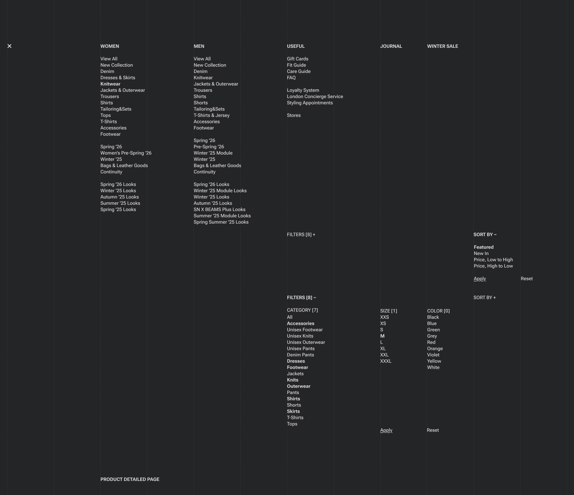 Studio Nicholson — концепт редизайна инернет-магазина — Изображение №4 — Интерфейсы, Анимация на Dprofile