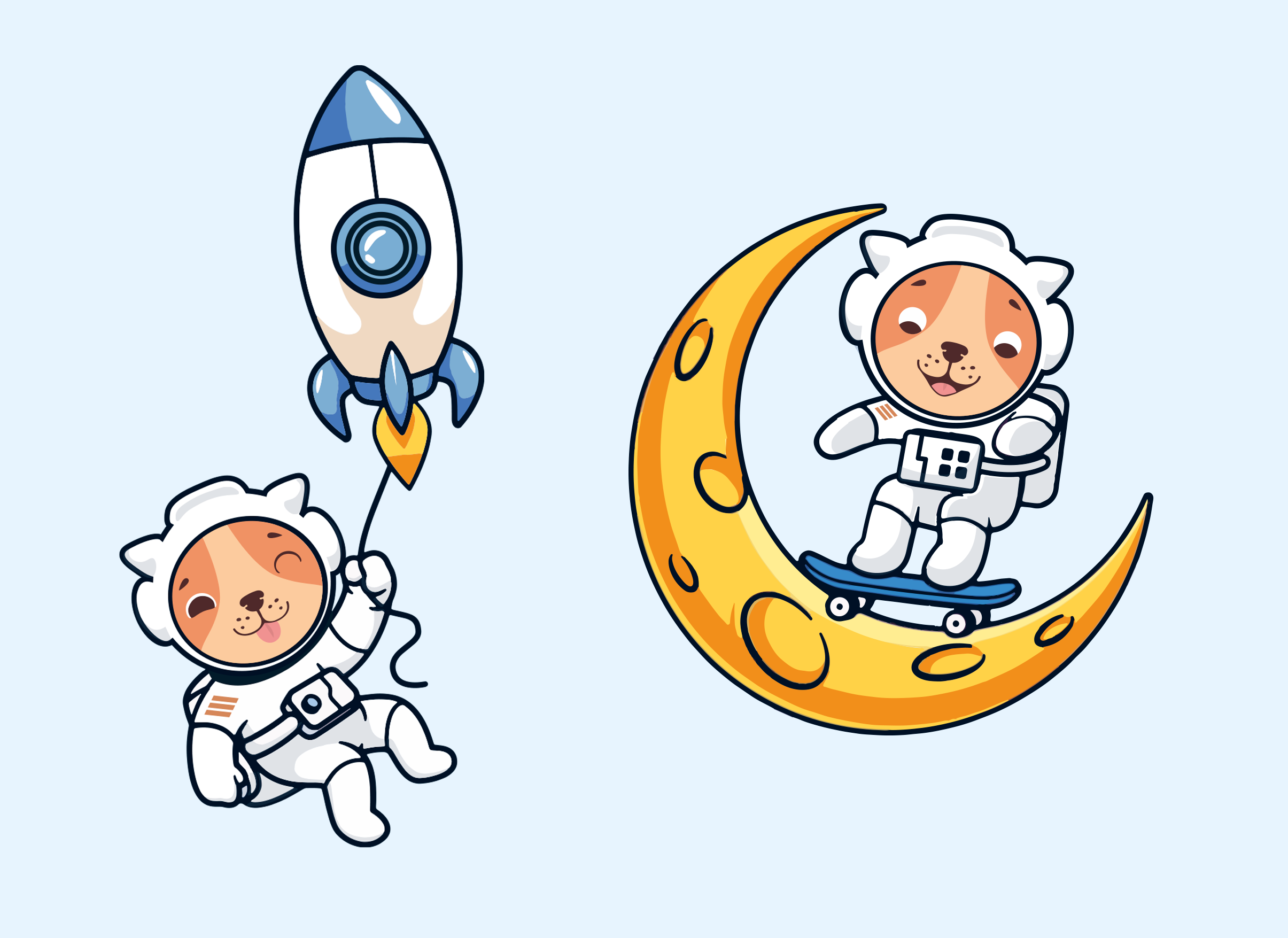 Летний привет от корги-космонавтов! — Изображение №10 — Брендинг, Иллюстрация на Dprofile