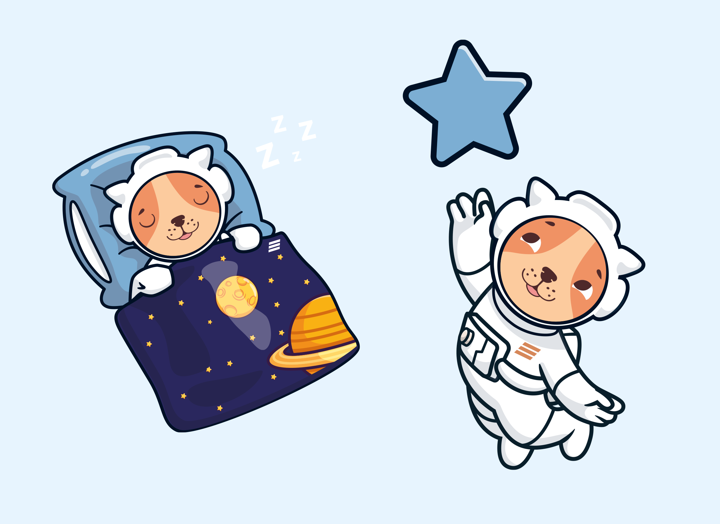 Летний привет от корги-космонавтов! — Изображение №11 — Брендинг, Иллюстрация на Dprofile