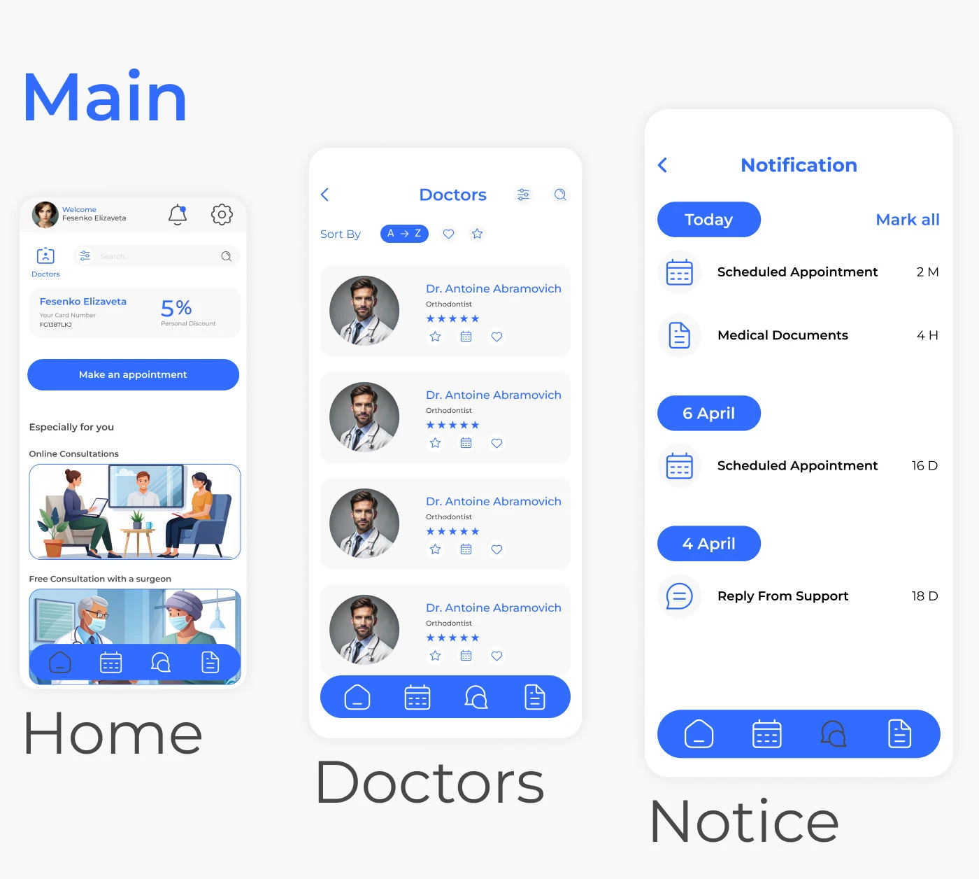 Мобильное приложение для зарубежной клиники | UI/UX design — Изображение №6 — Интерфейсы на Dprofile