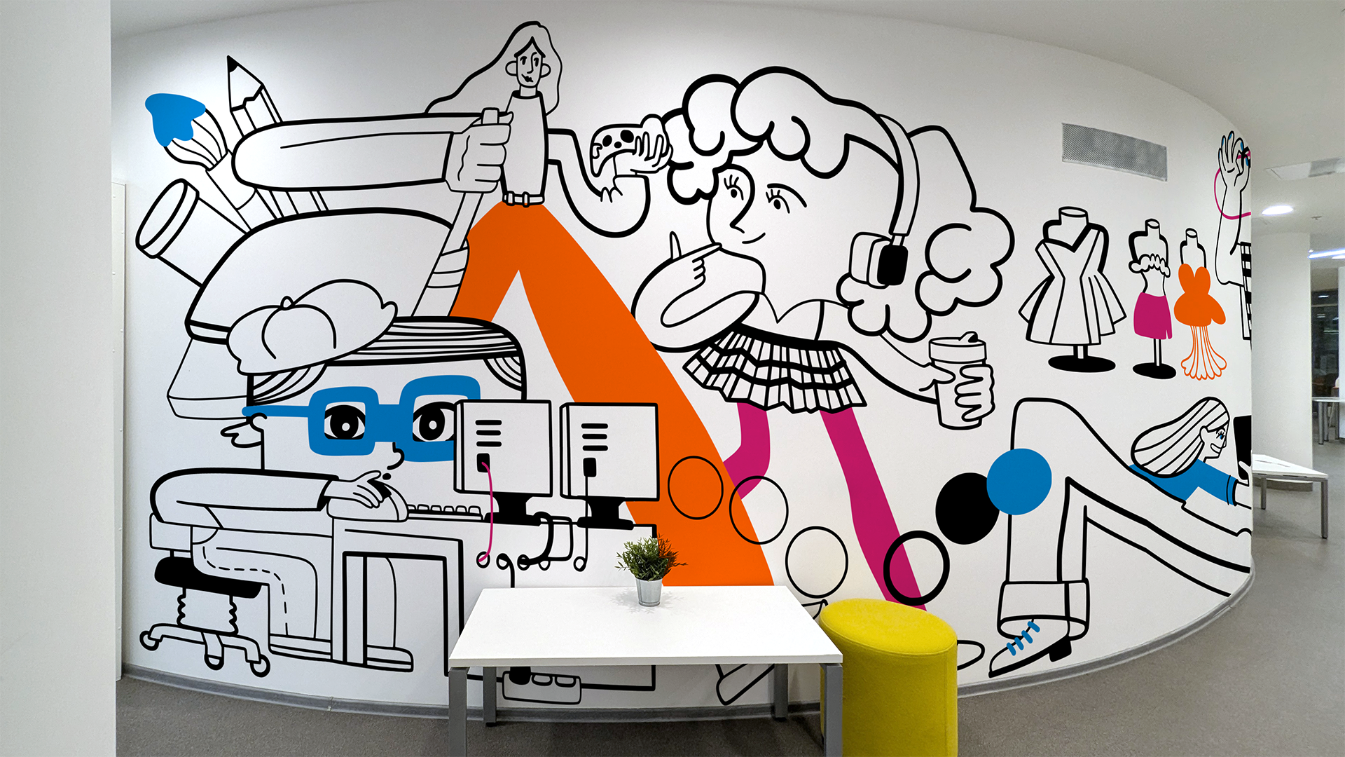 Тематический мурал для библиотеки НИУ ВШЭ на Покровке — Изображение №1 — Иллюстрация, Графика на Dprofile