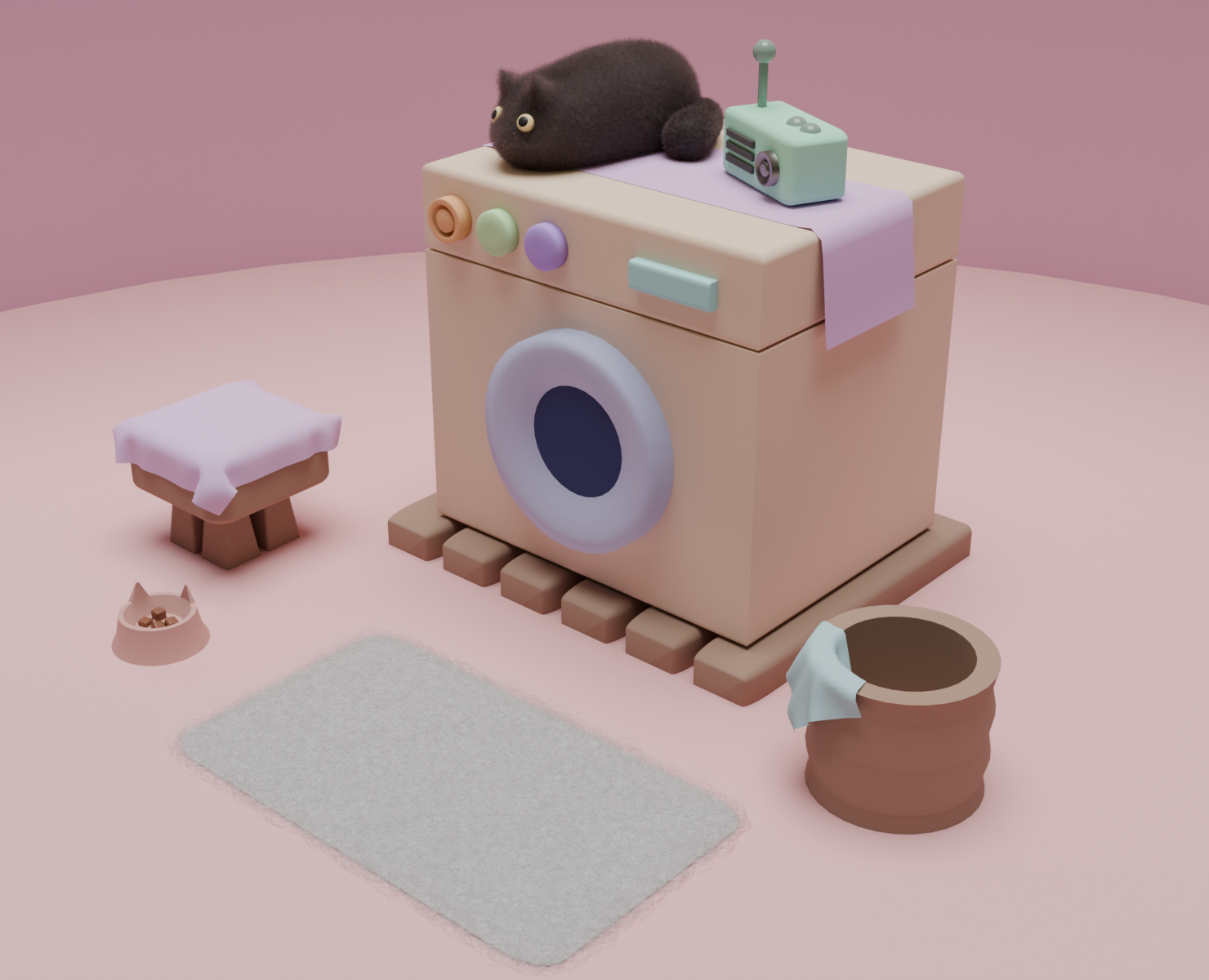 3D-работа: «Кошка на стиральной машине» — Иллюстрация, 3D на Dprofile