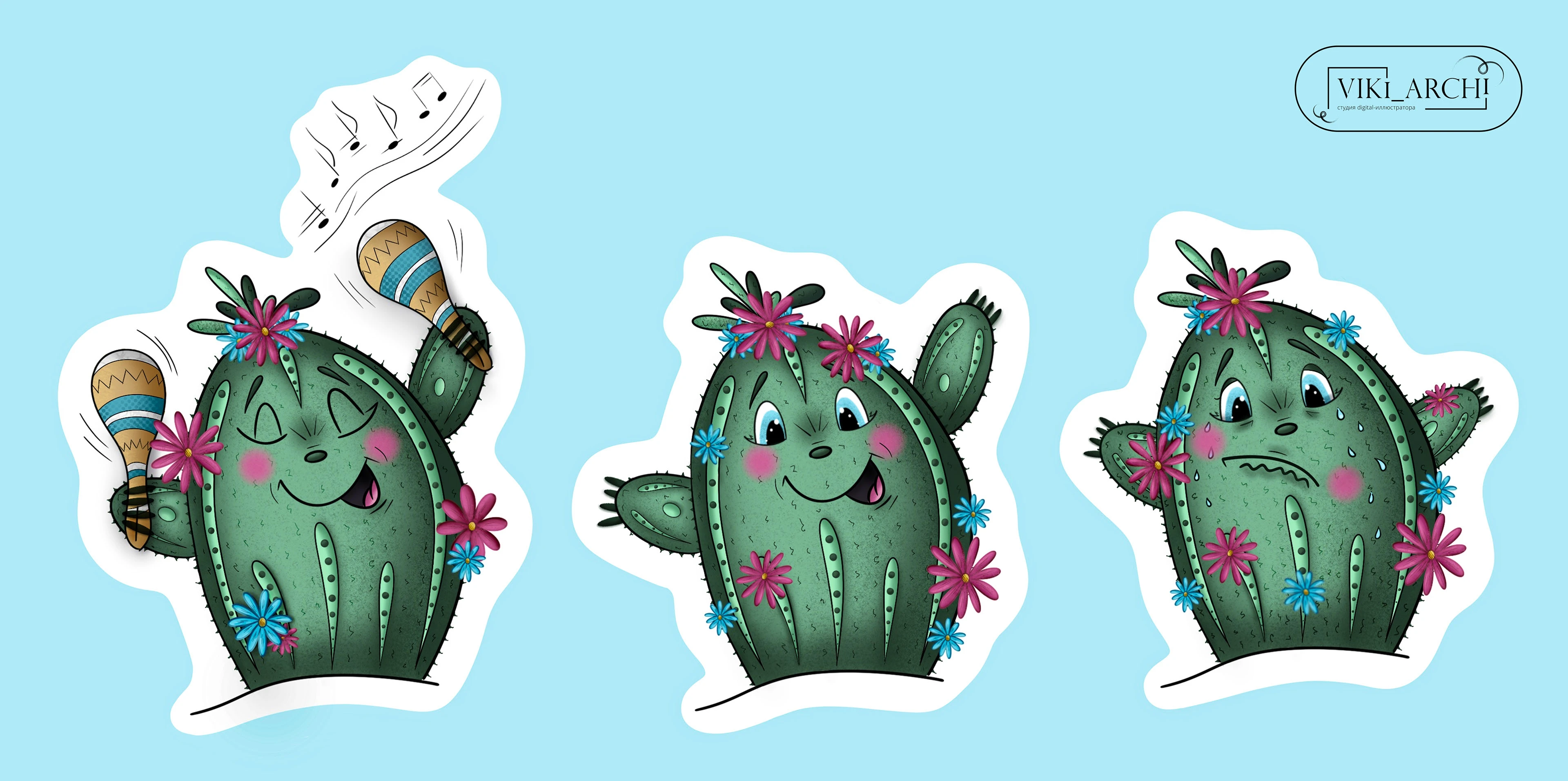 3 Иллюстрации "Кактус Ко" — Изображение №1 — Иллюстрация на Dprofile