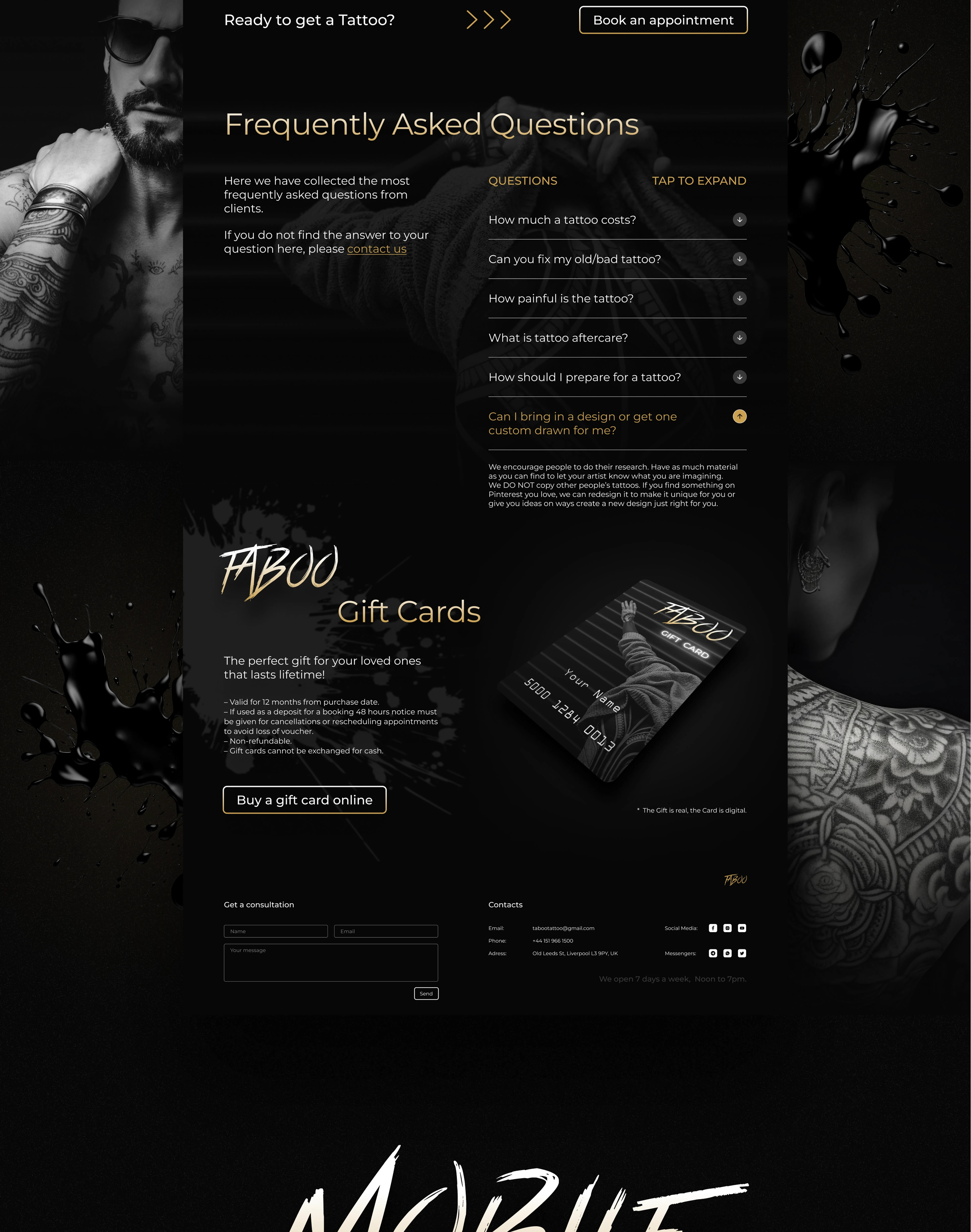 Taboo | Tattoo Studio | Landing Page — Изображение №8 — Интерфейсы на Dprofile