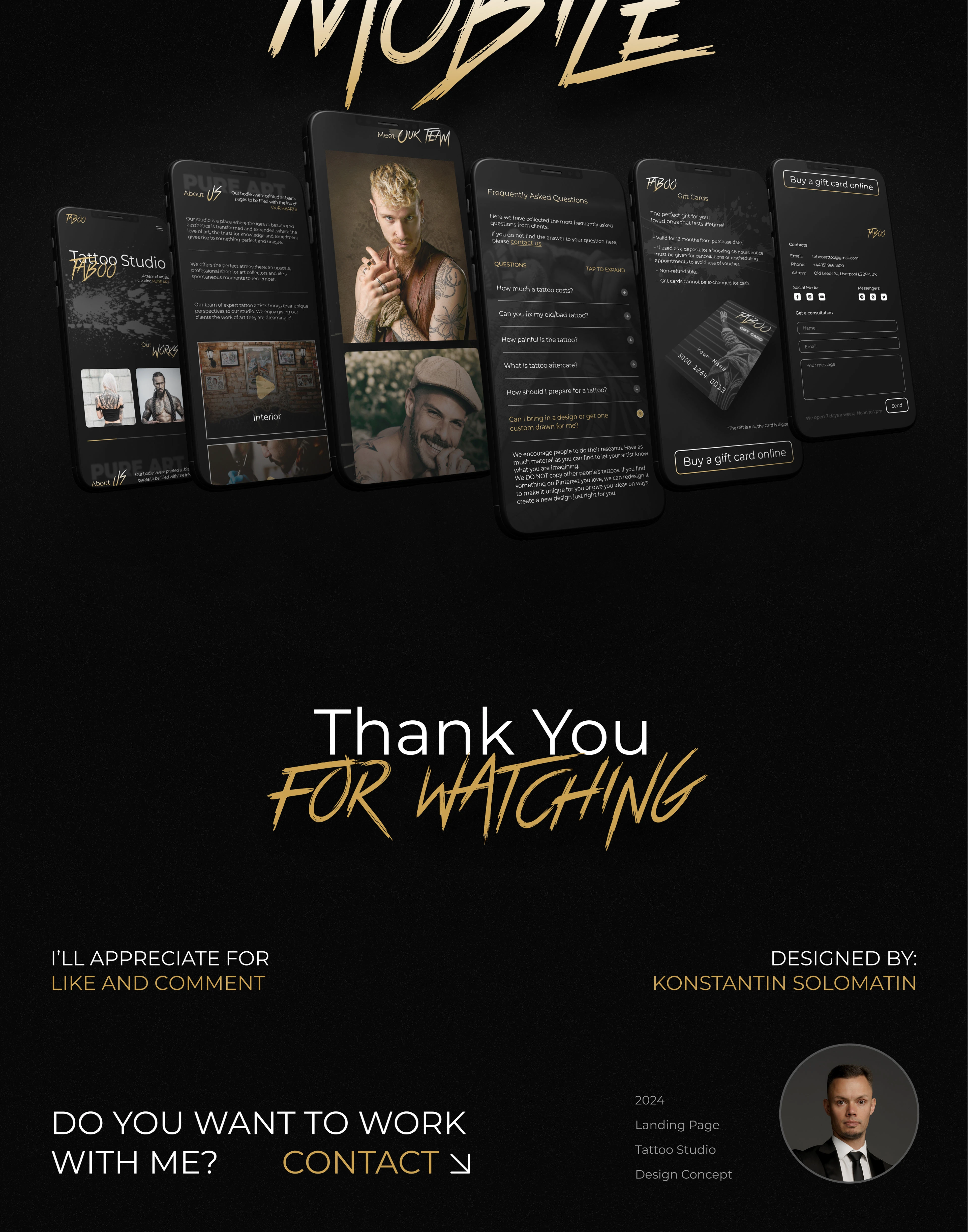 Taboo | Tattoo Studio | Landing Page — Изображение №9 — Интерфейсы на Dprofile