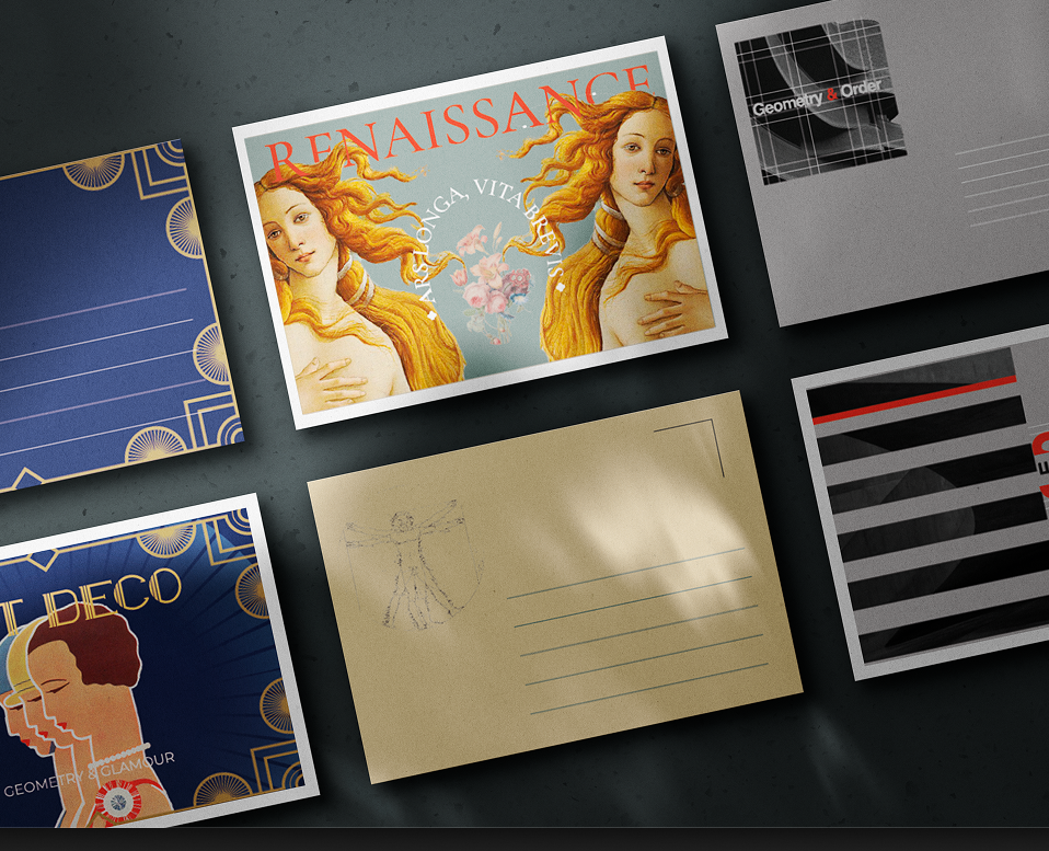 Серия открыток в стиле разных эпох на Dprofile