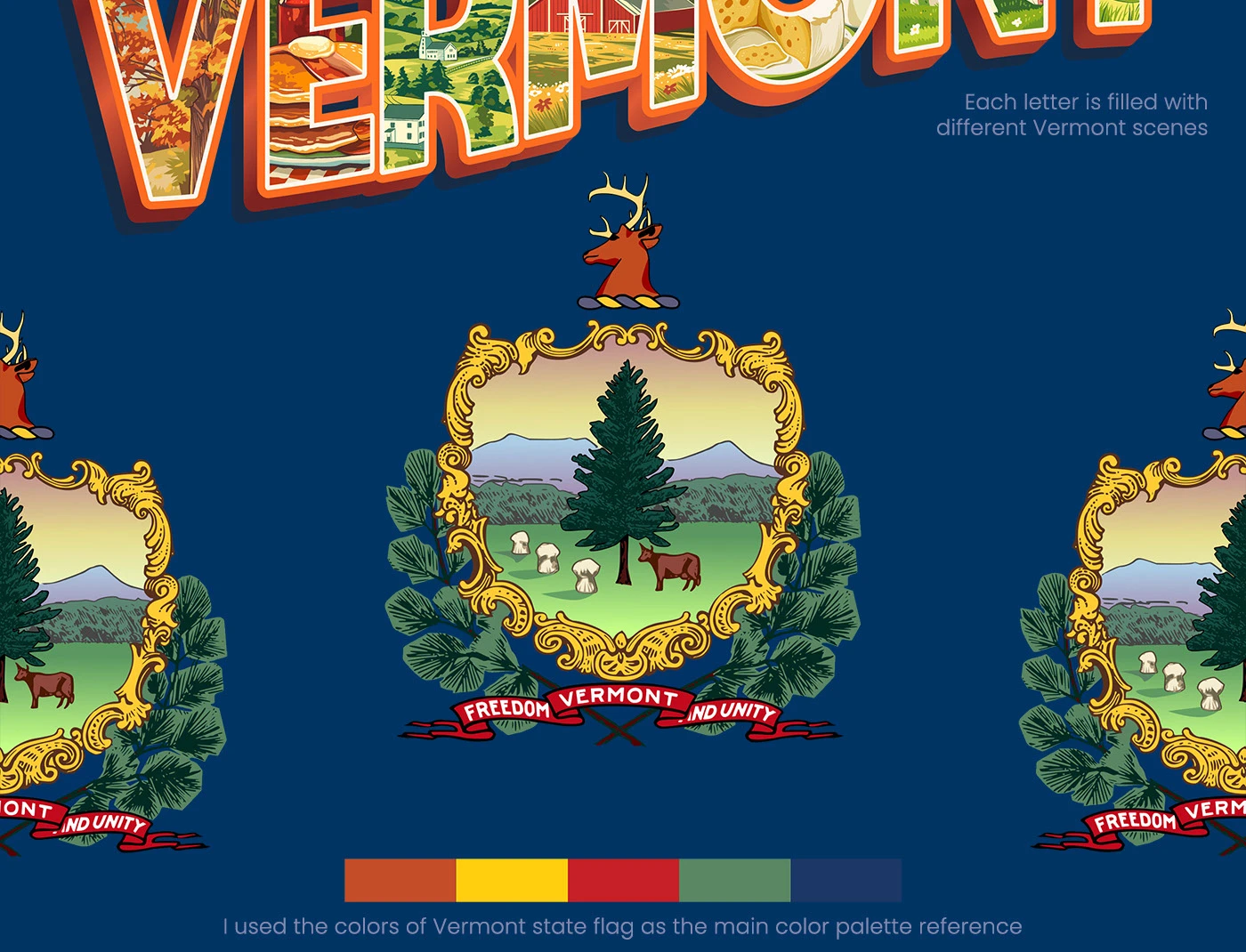 Дизайн Открытки в Винатажном Стиле | Greetings From Vermont — Изображение №3 — Брендинг, Иллюстрация на Dprofile