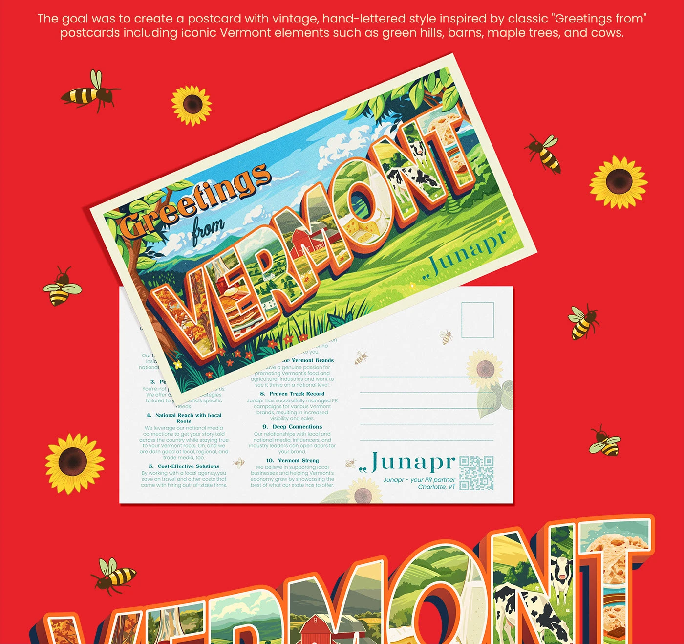 Дизайн Открытки в Винатажном Стиле | Greetings From Vermont — Изображение №2 — Брендинг, Иллюстрация на Dprofile