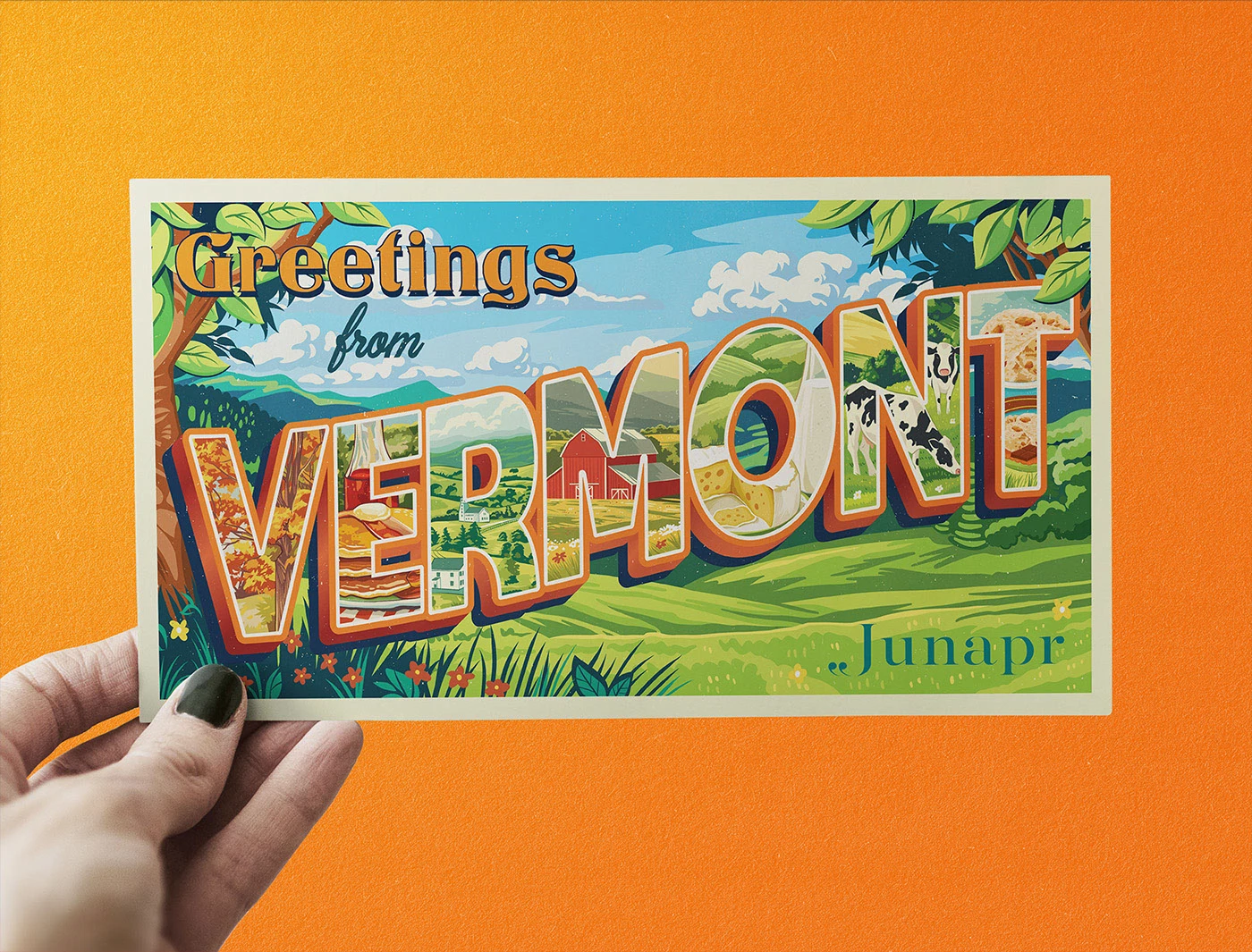 Дизайн Открытки в Винатажном Стиле | Greetings From Vermont — Изображение №6 — Брендинг, Иллюстрация на Dprofile
