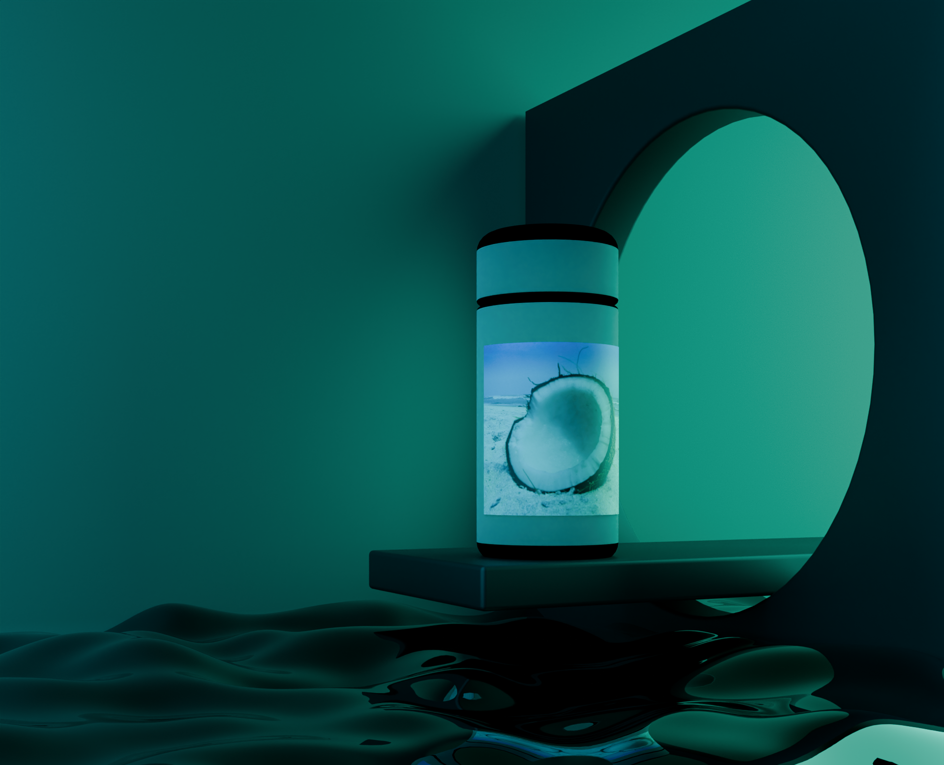 3D Визуализация пространства. Бутылочка кокосовой воды — Интерфейсы, 3D, Промдизайн на Dprofile