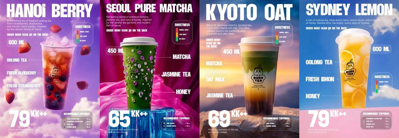 BUBA TEA ✿ AI-генерации контента для меню — Изображение №4 — Интерфейсы, Графика на Dprofile