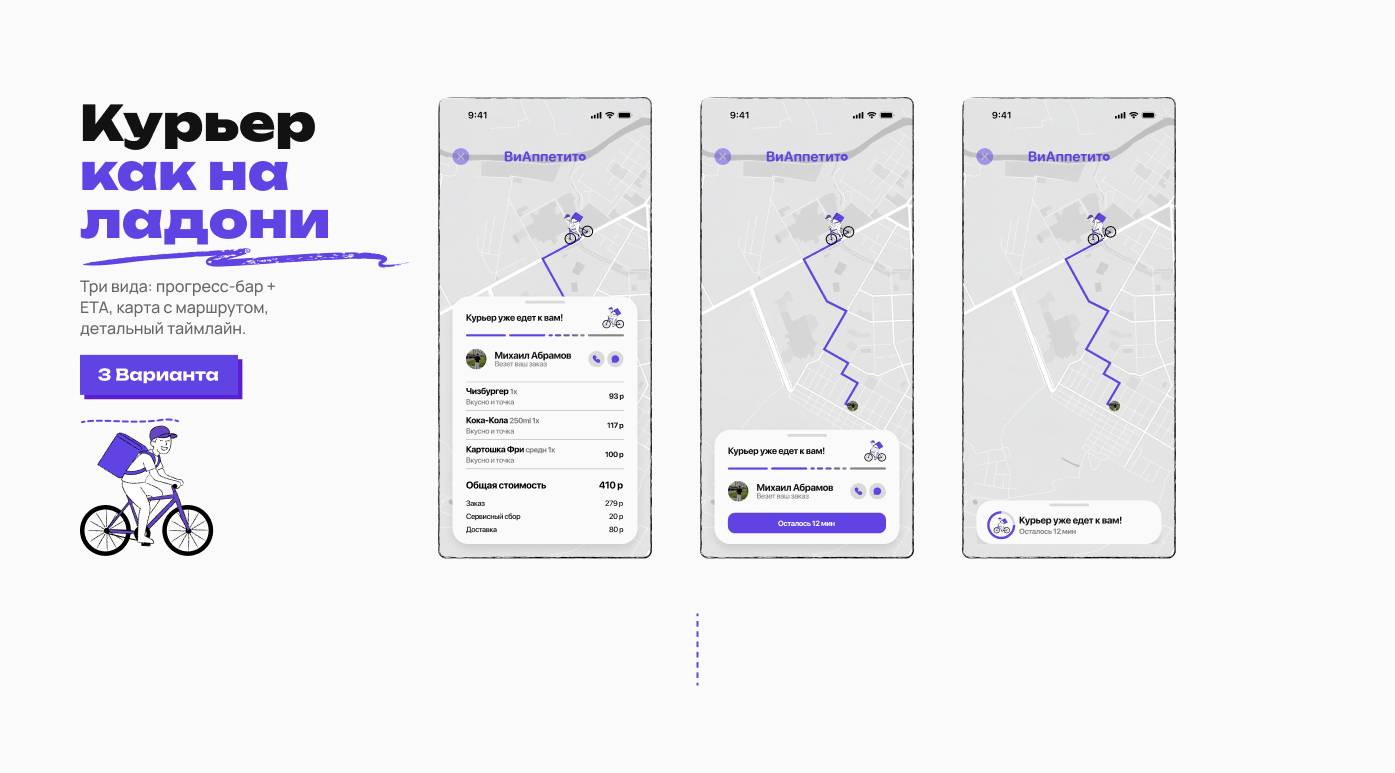 ВиАппетито. Еда. Велосипед. UX/UI & Branding — Изображение №8 — Интерфейсы, Брендинг на Dprofile