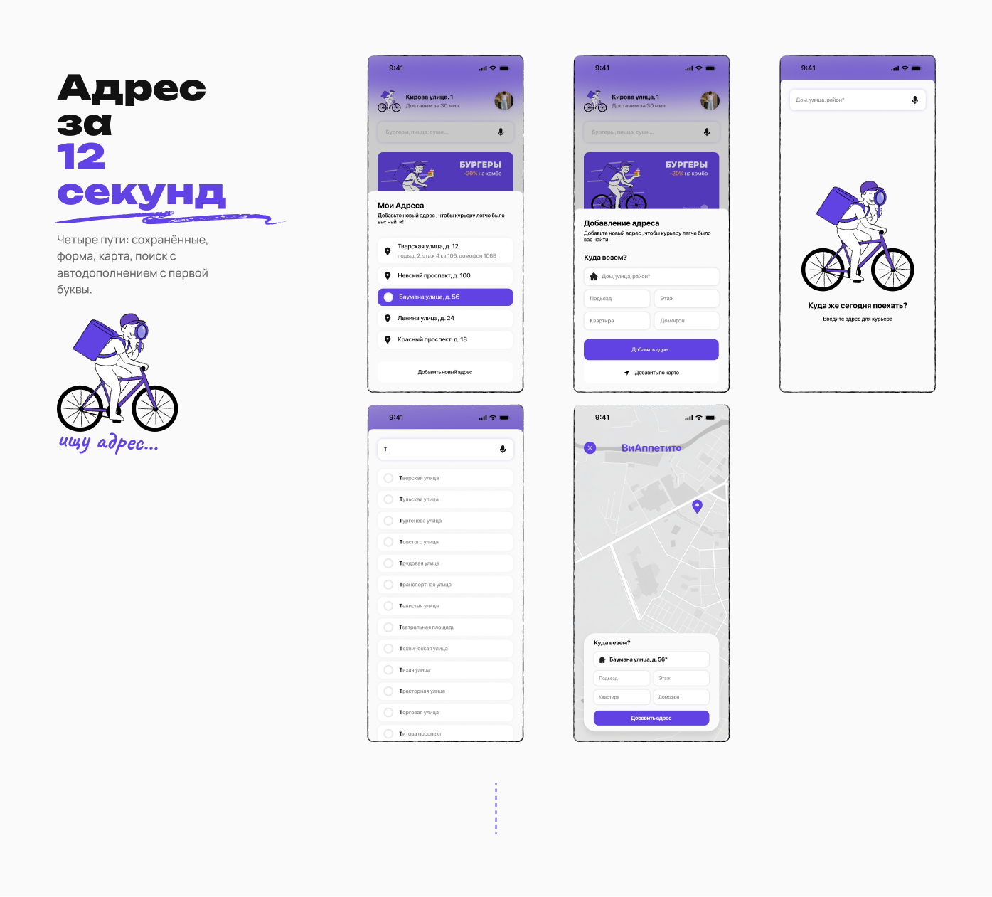 ВиАппетито. Еда. Велосипед. UX/UI & Branding — Изображение №7 — Интерфейсы, Брендинг на Dprofile