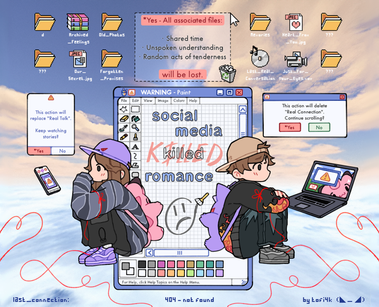 "social media killed romance" — Иллюстрация на Dprofile