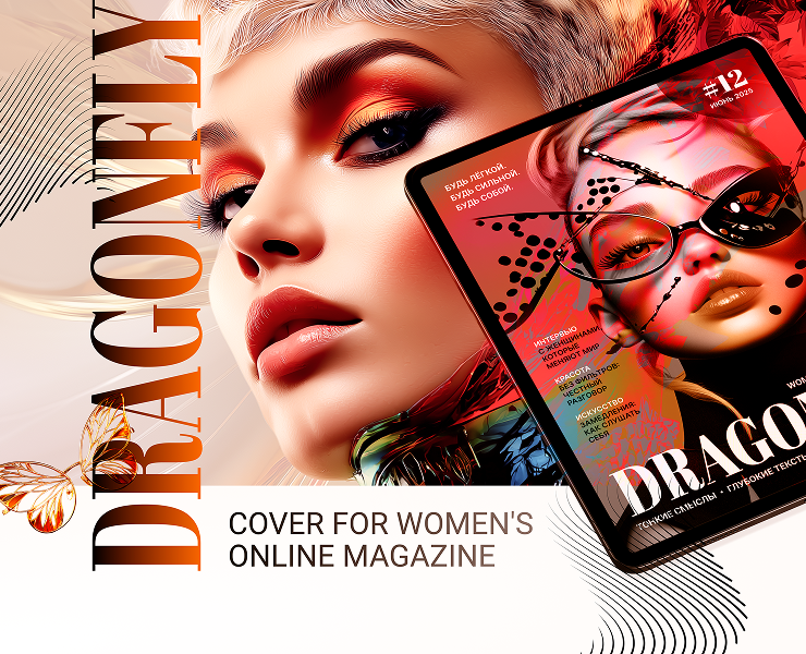 Обложка онлайн-журнала о женской силе и эстетике — Графика на Dprofile
