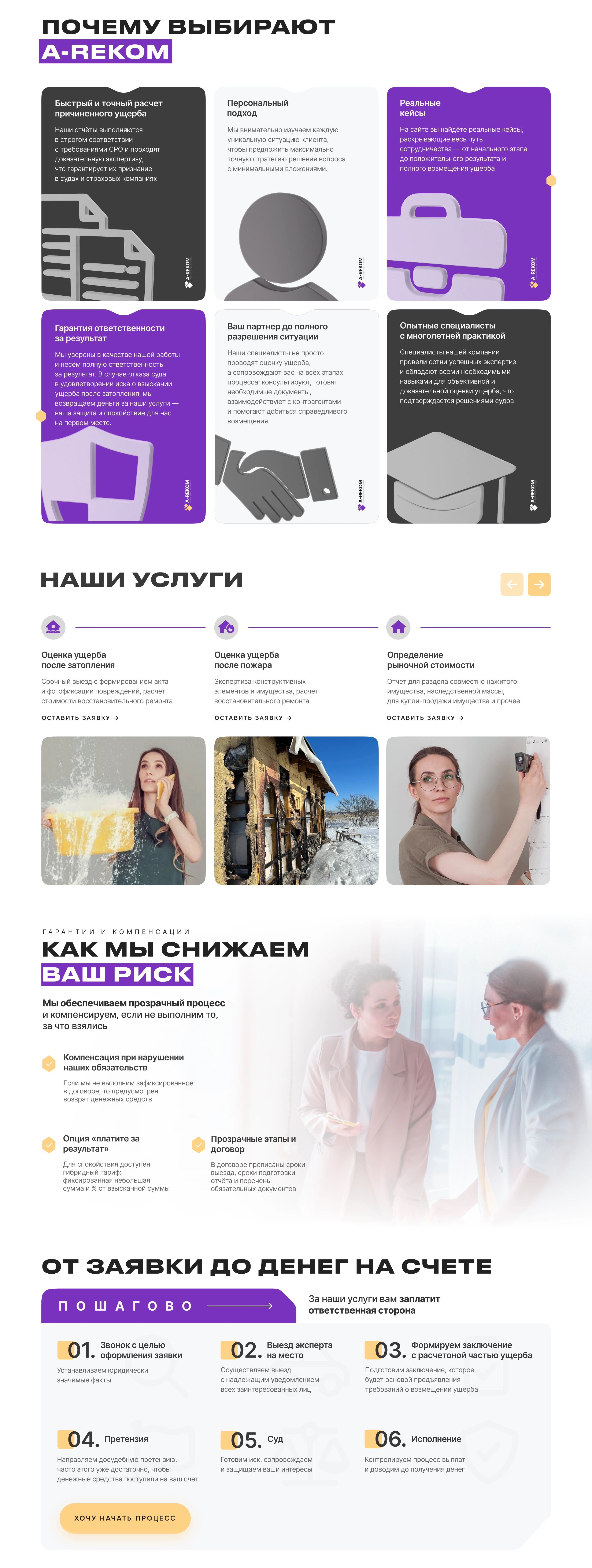 Разработка дизайна сайта для услуг по оценке ущерба — Изображение №4 — Интерфейсы, Маркетинг на Dprofile