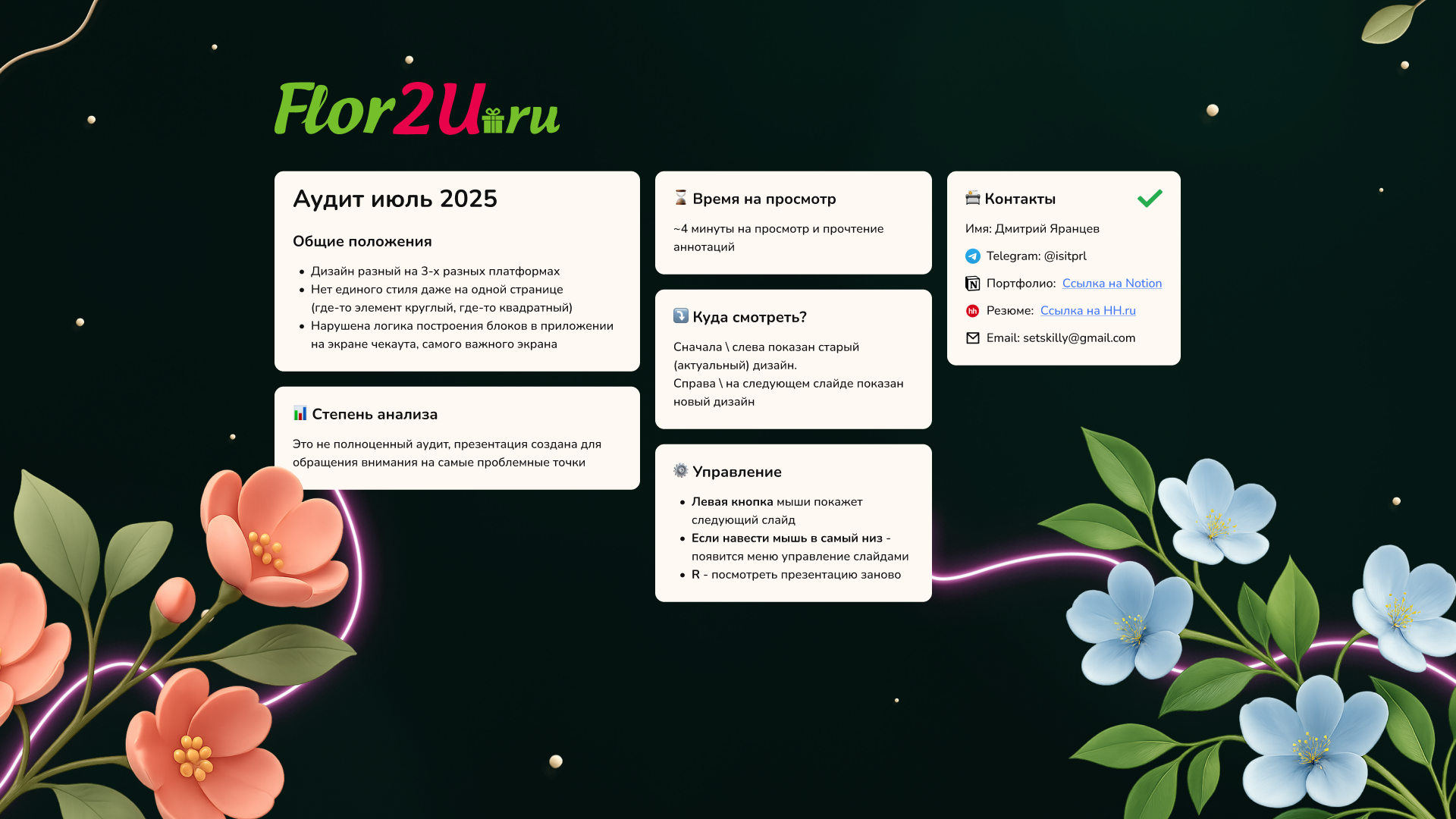 Аудит UI\UX для Flor2U.ru — Изображение №1 — Интерфейсы на Dprofile