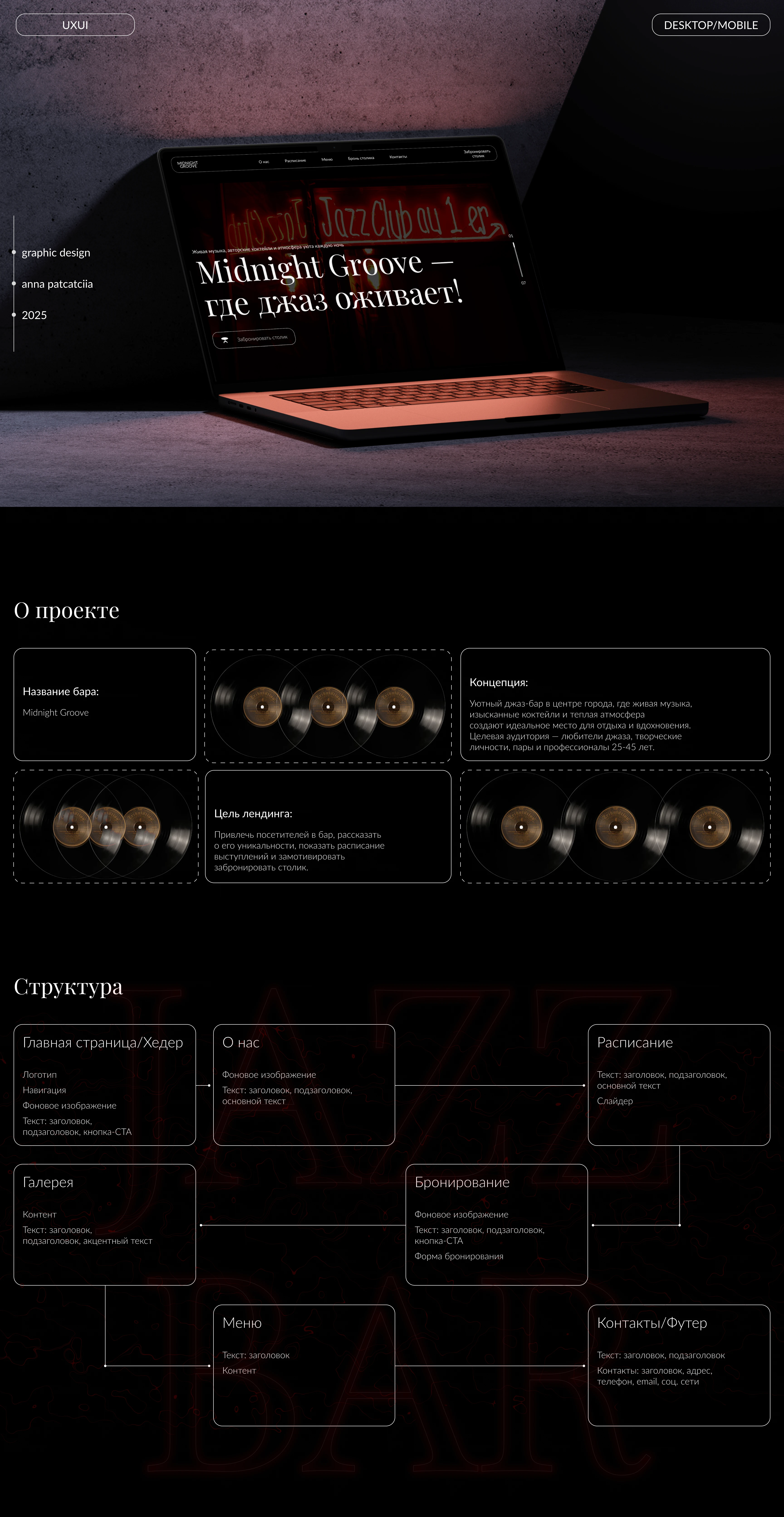 Jazz bar / landing page — Изображение №1 — Интерфейсы на Dprofile