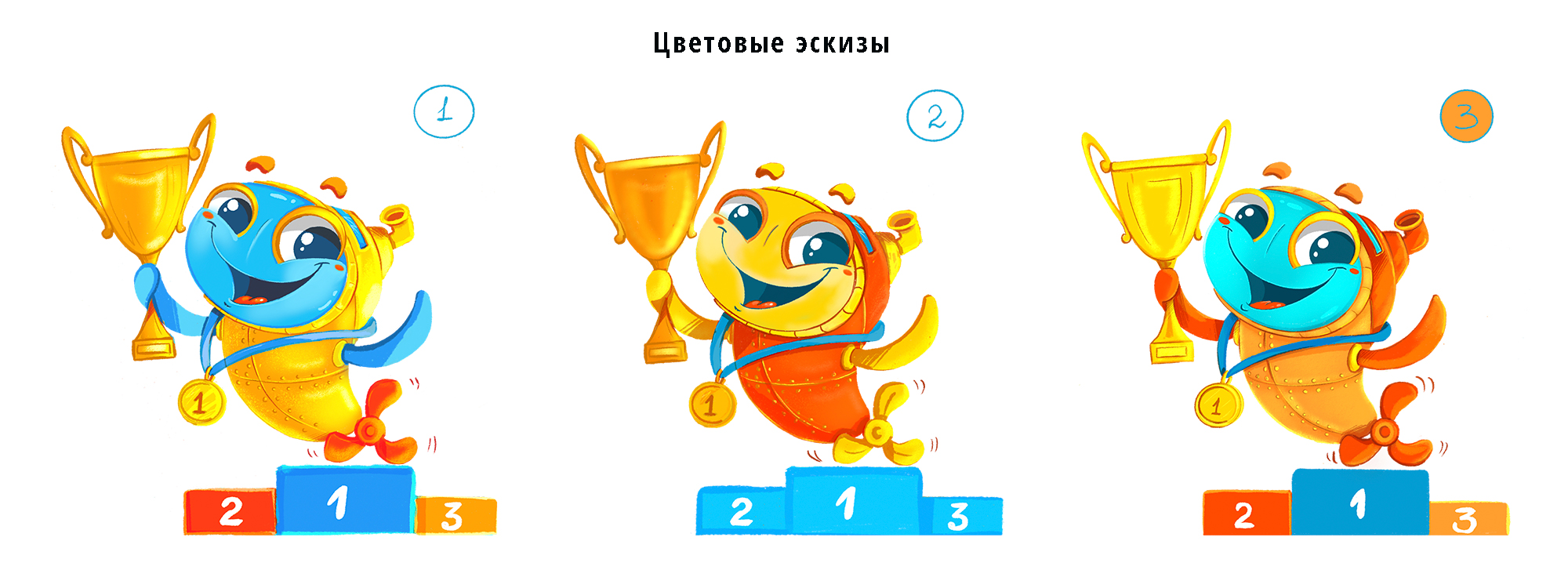 Бренд-персонаж "Бульк" для акваклуба  НЕМО. — Изображение №3 — Брендинг, Иллюстрация на Dprofile