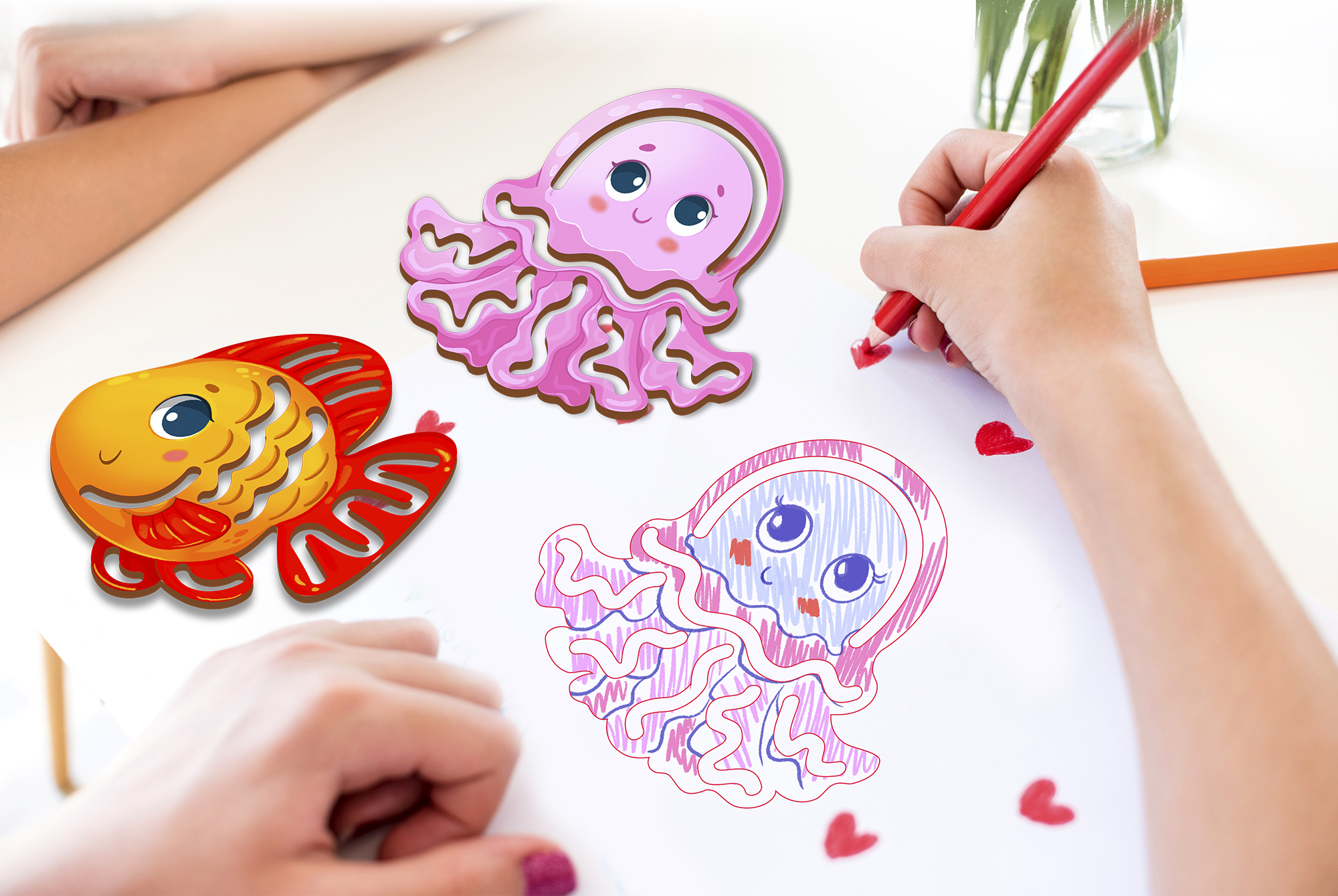 Морские обитатели. Трафареты для рисования. — Изображение №3 — Иллюстрация на Dprofile