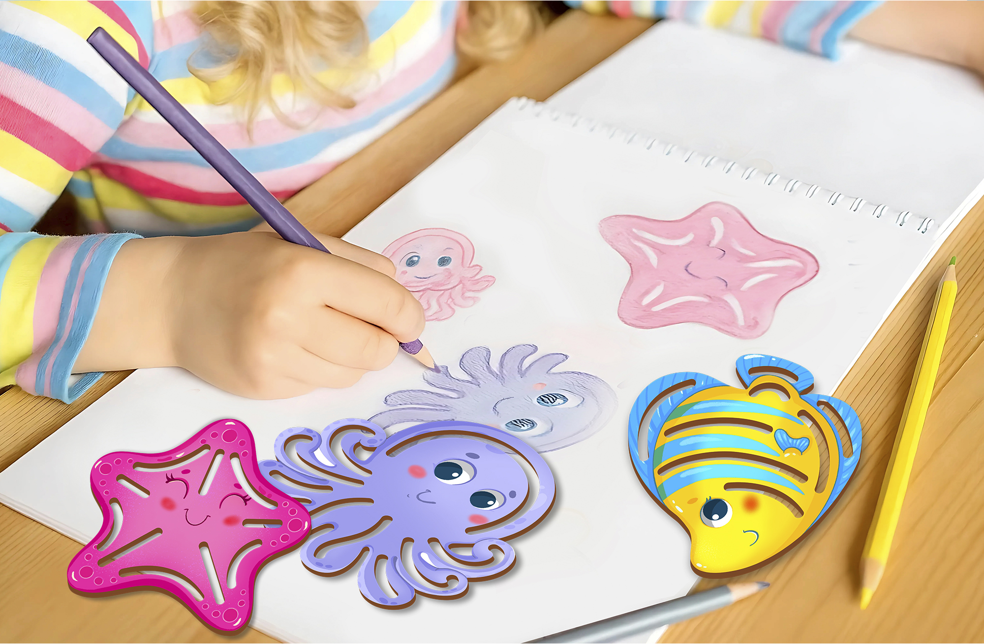 Морские обитатели. Трафареты для рисования. — Изображение №7 — Иллюстрация на Dprofile