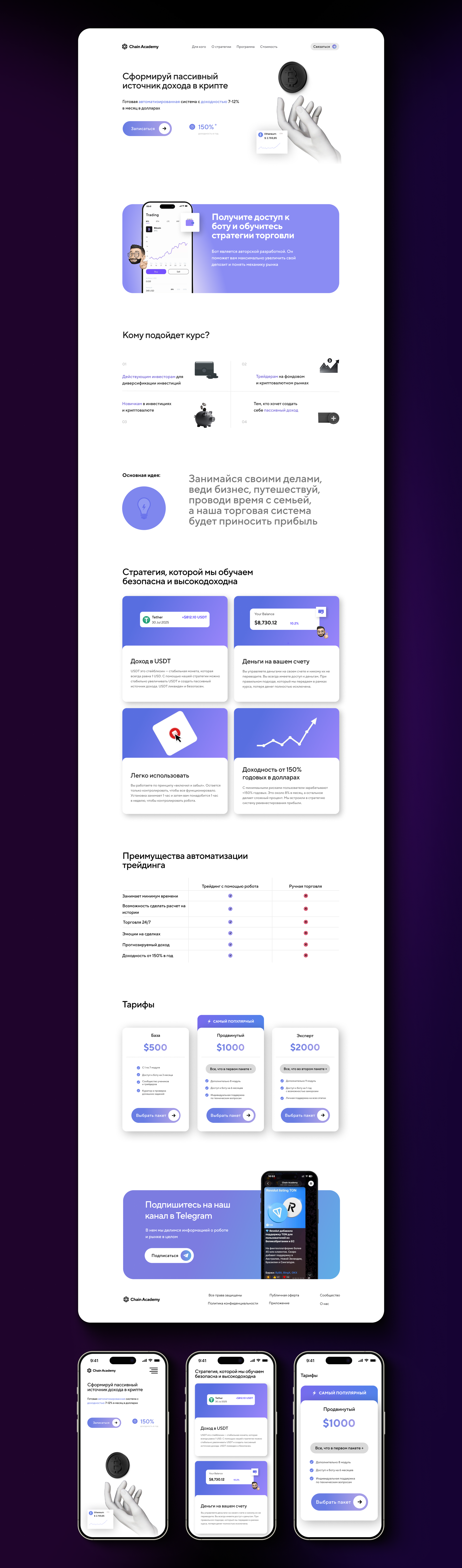Chain Academy — Landing Page for Crypto Platform — Изображение №5 — Интерфейсы на Dprofile