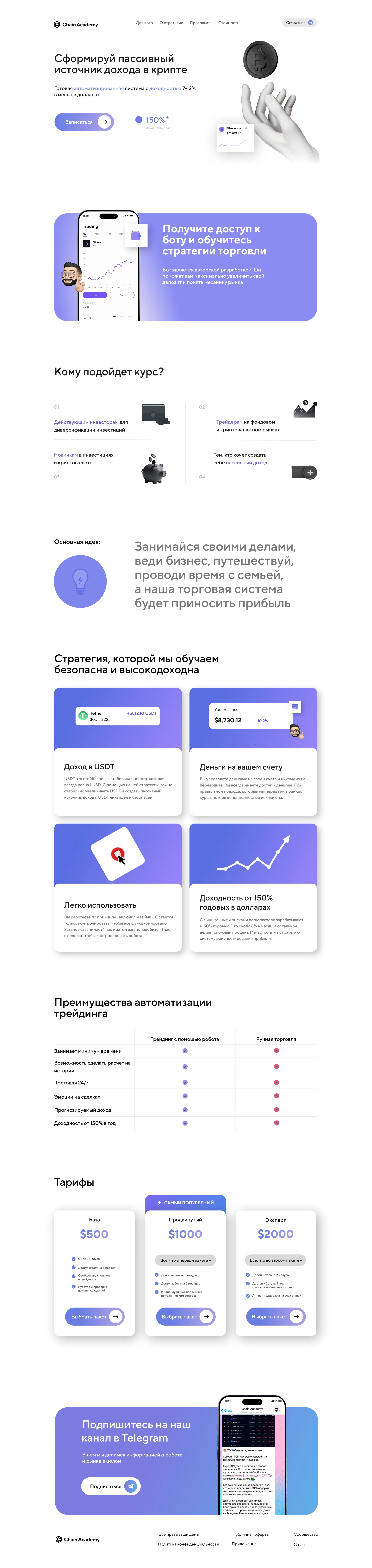 Chain Academy — Landing Page for Crypto Platform — Изображение №5 — Интерфейсы на Dprofile
