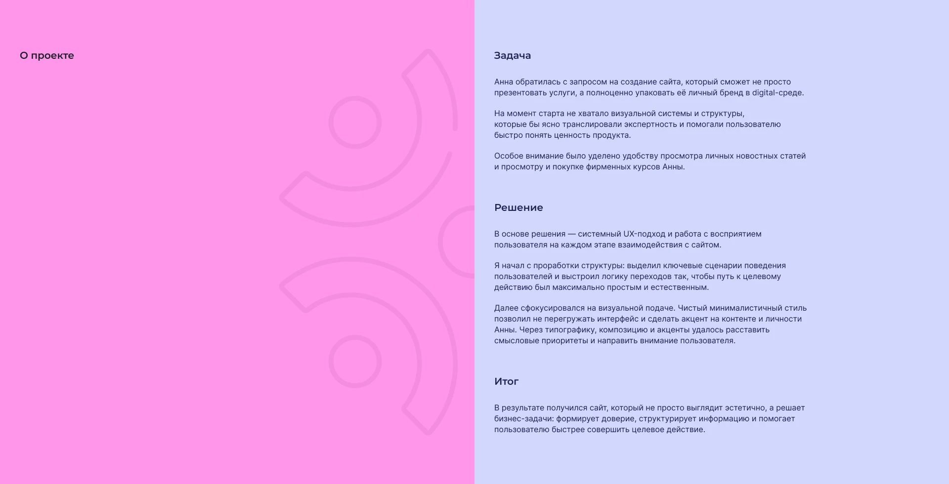 Личный сайт для Анны Шарлай — Изображение №2 — Интерфейсы, Брендинг на Dprofile