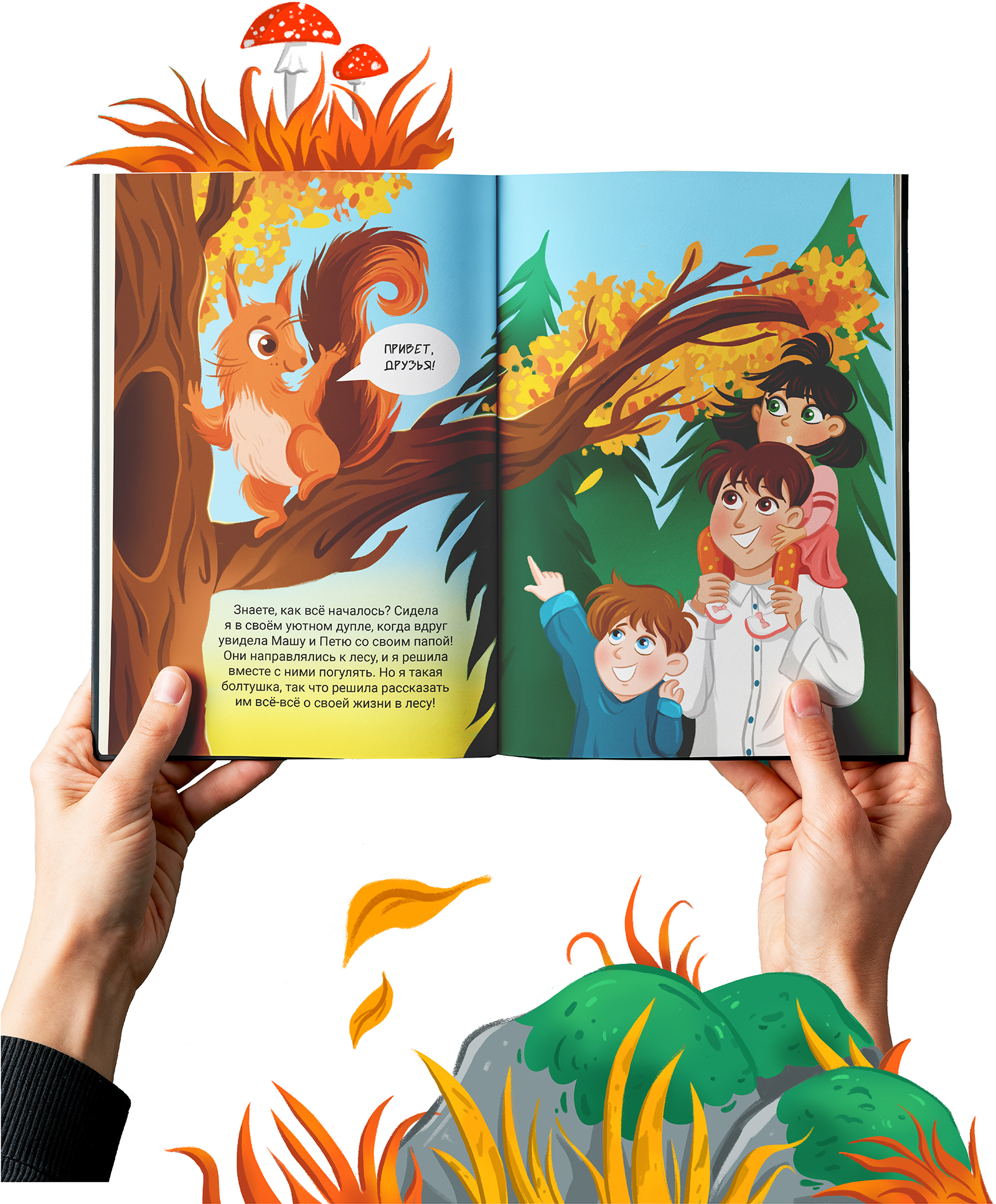 Детская книга о правилах поведения в лесу "Жизнь белки" — Изображение №8 — Иллюстрация, Графика на Dprofile