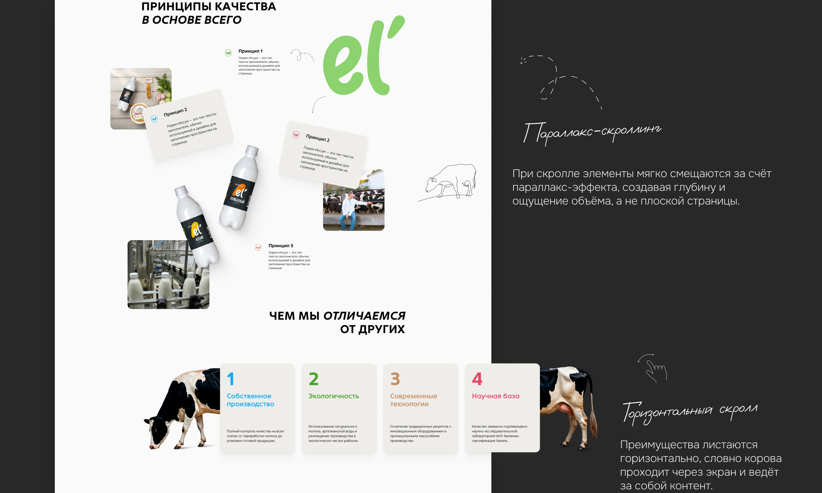 Сайт для производителя молочной продукции — Изображение №10 — Интерфейсы, Анимация на Dprofile