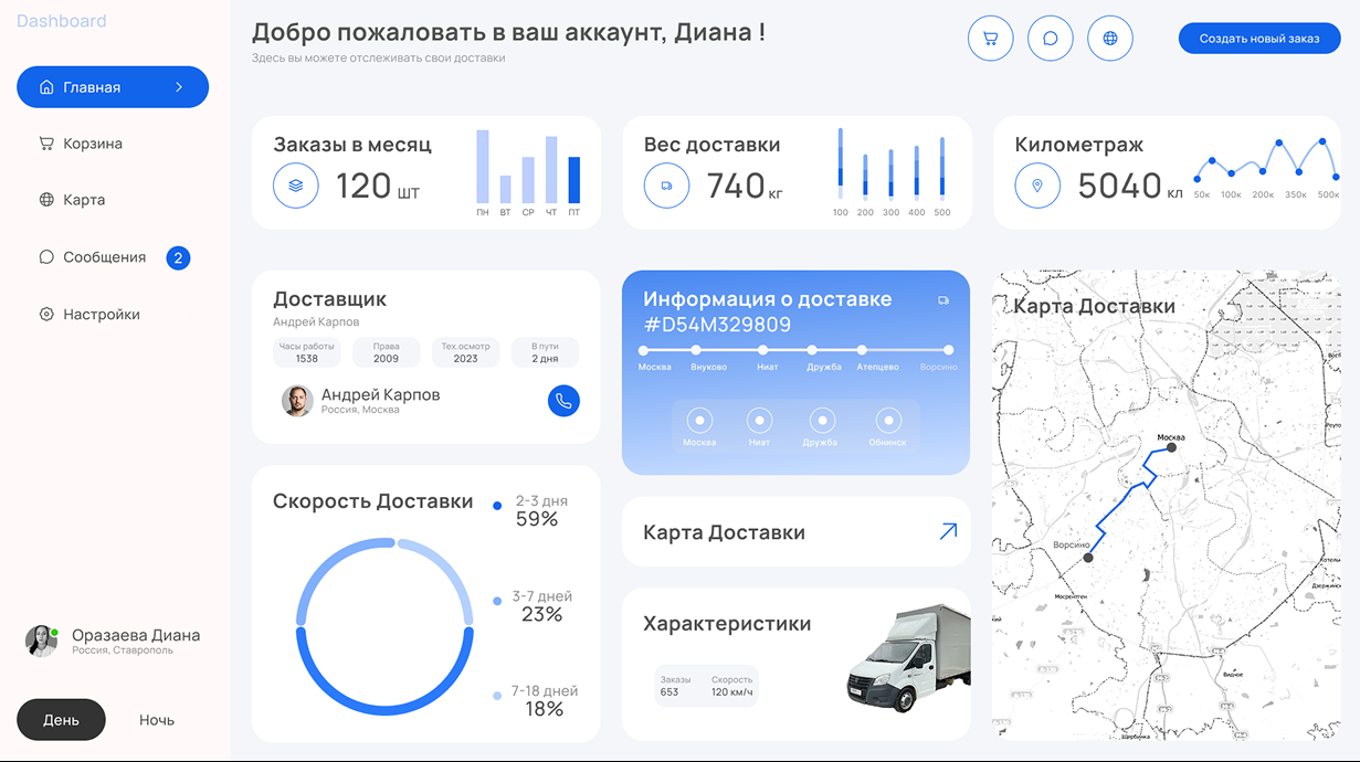 Дашборд для системы мониторинга и управления доставками — Изображение №6 — Интерфейсы на Dprofile