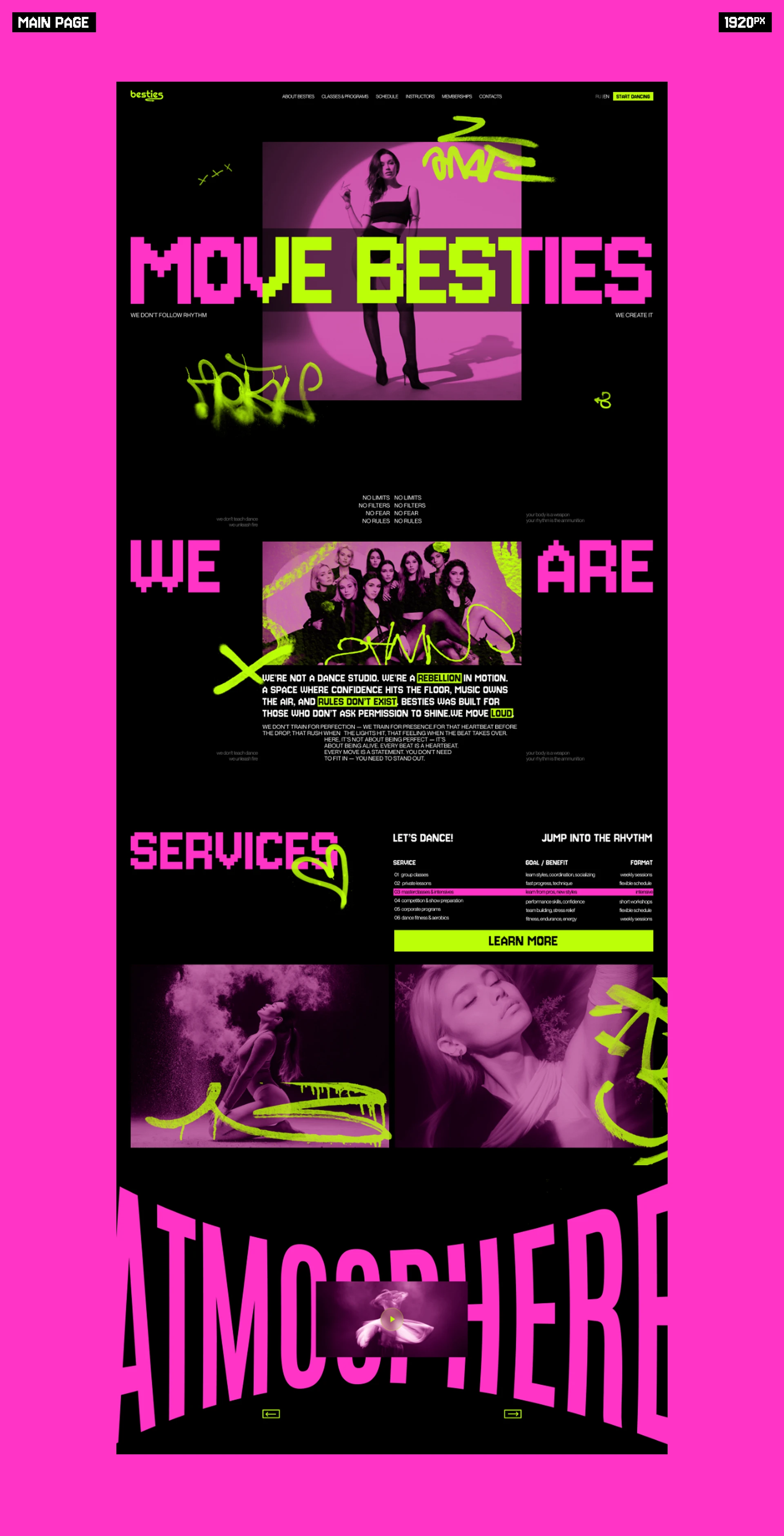 Corporate website for a dance studio — Изображение №3 — Интерфейсы на Dprofile