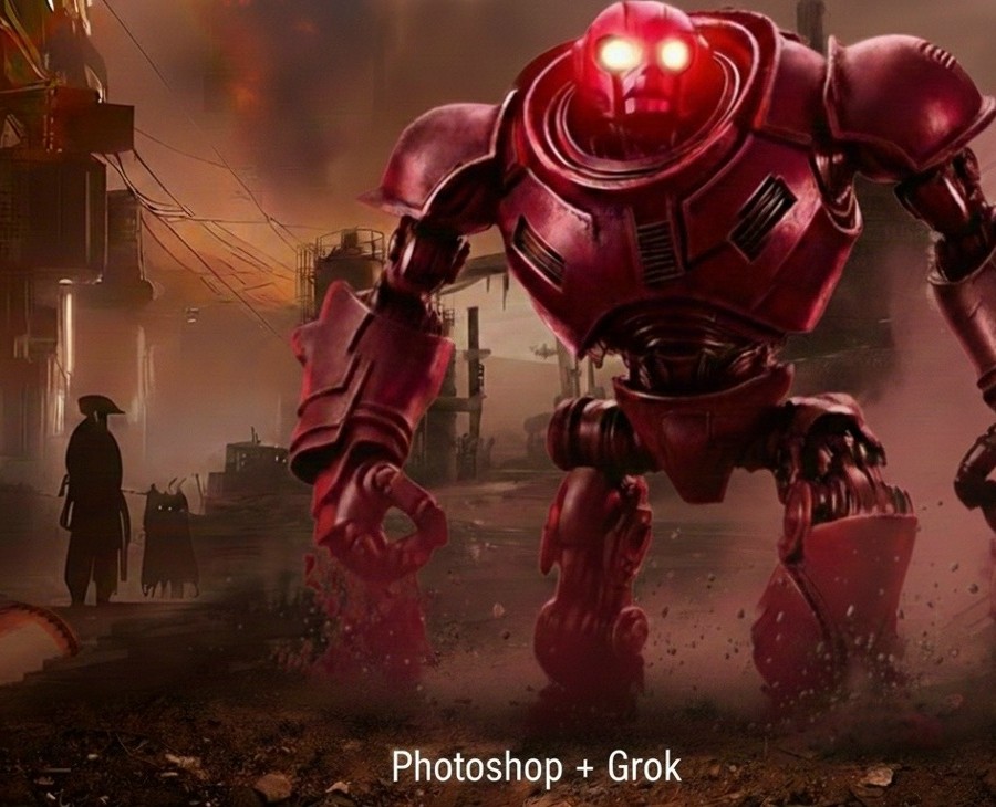 Китбаш с анимацией: Photoshop + нейросеть Grok на Dprofile