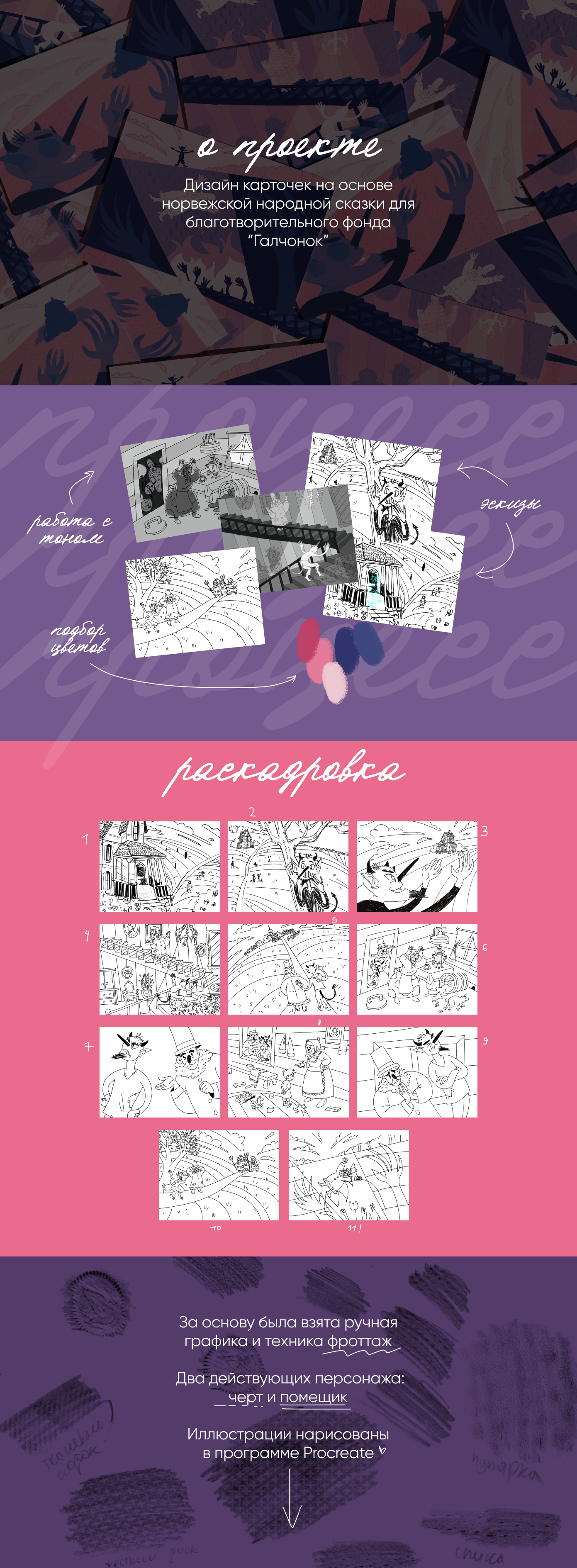 Серия илл.-карточек для детей по сказке "Черт и помещик" — Изображение №1 — Иллюстрация, Графика на Dprofile