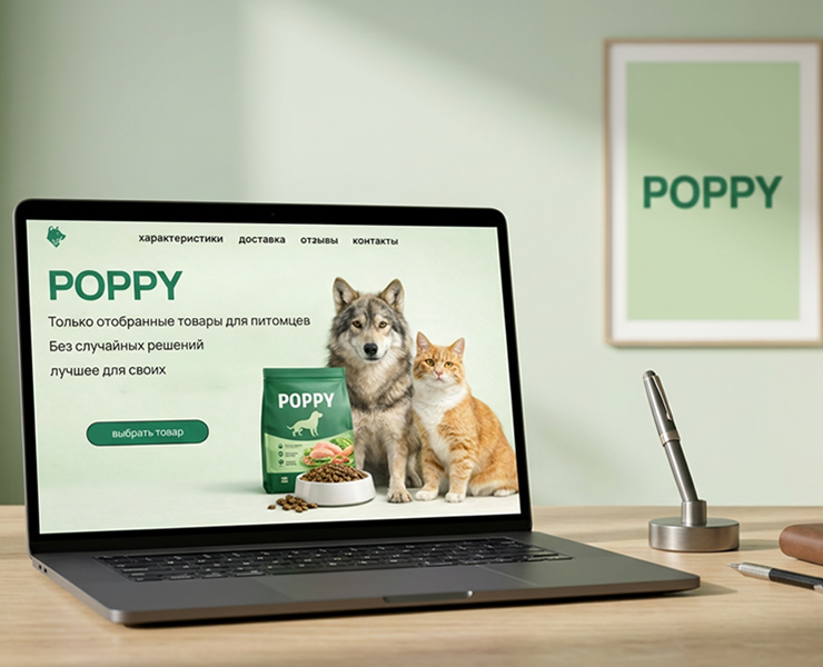 разработка логотипа и прзентации для соцсетей компании Poppy , производящей товары для животных — Брендинг, Маркетинг на Dprofile