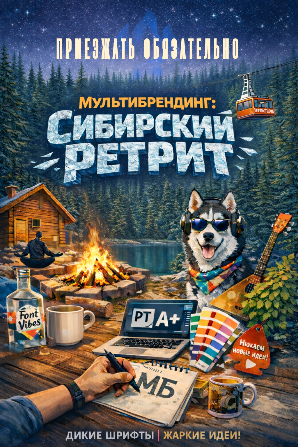 Плакат на конкурса Мультибрендинг: Сибирский ретрит — Изображение №1 — Брендинг, Графика на Dprofile