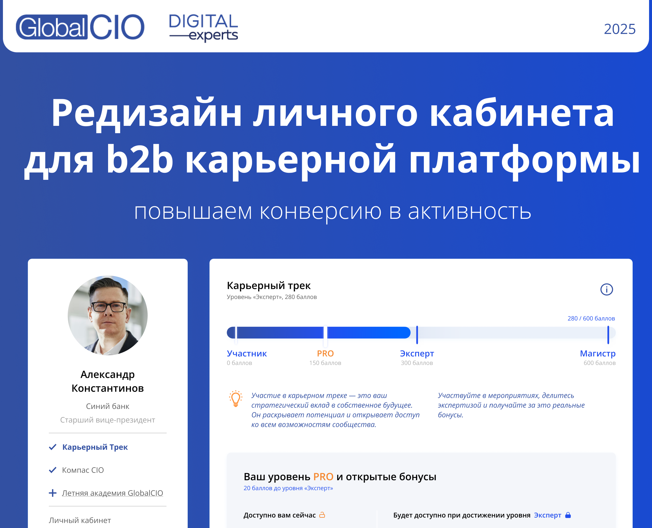 Личный кабинет для GlobalCIO на Dprofile