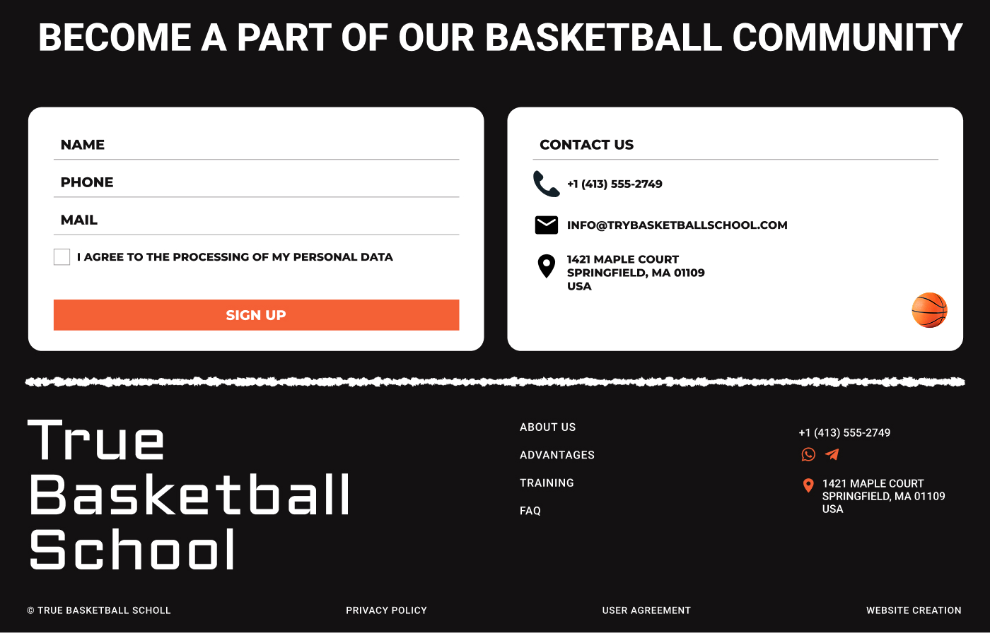 Лендинг для баскетбольной школы — Изображение №12 — Интерфейсы на Dprofile