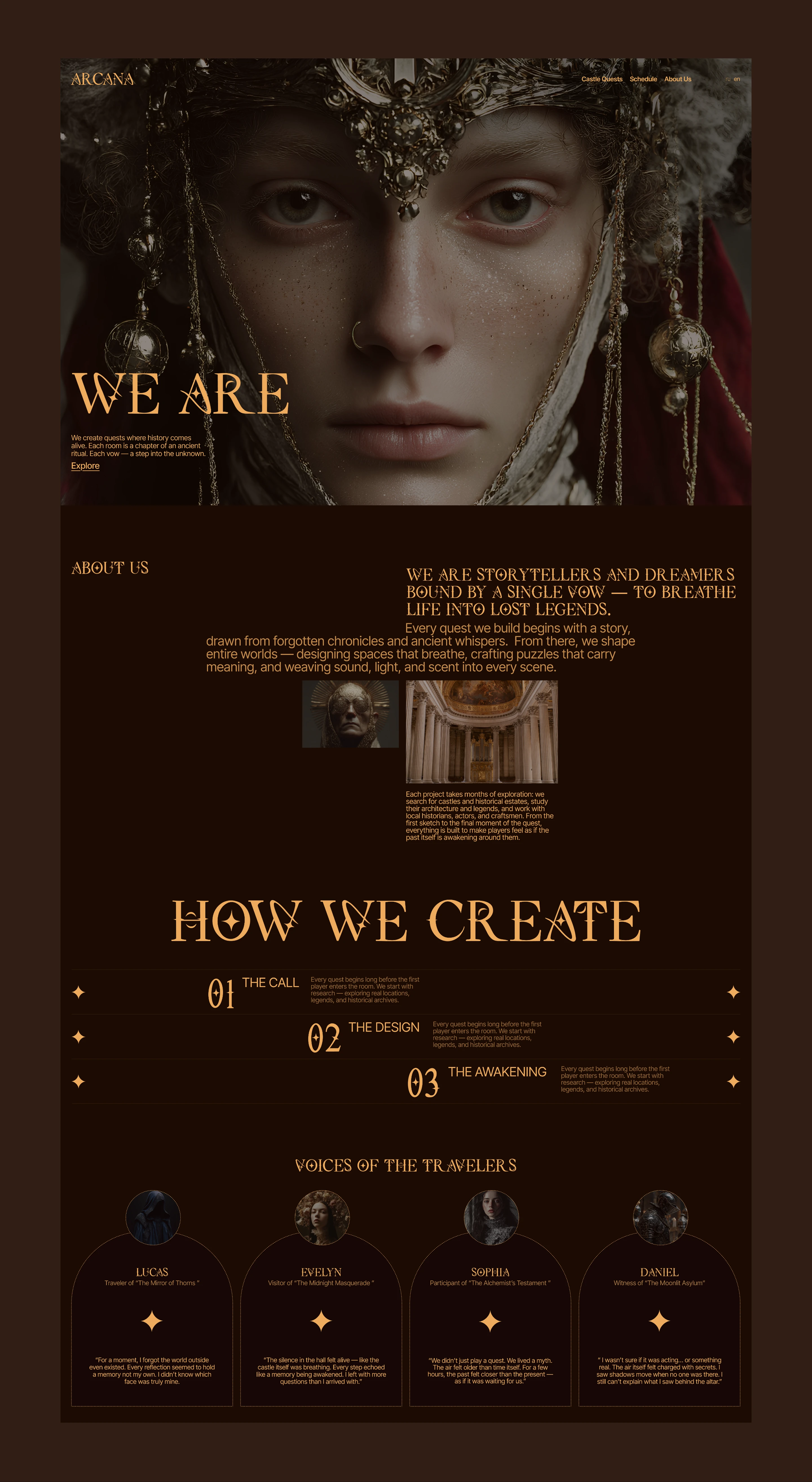 ARCANA|Castle Quests|Corporate Website — Изображение №3 — Интерфейсы на Dprofile