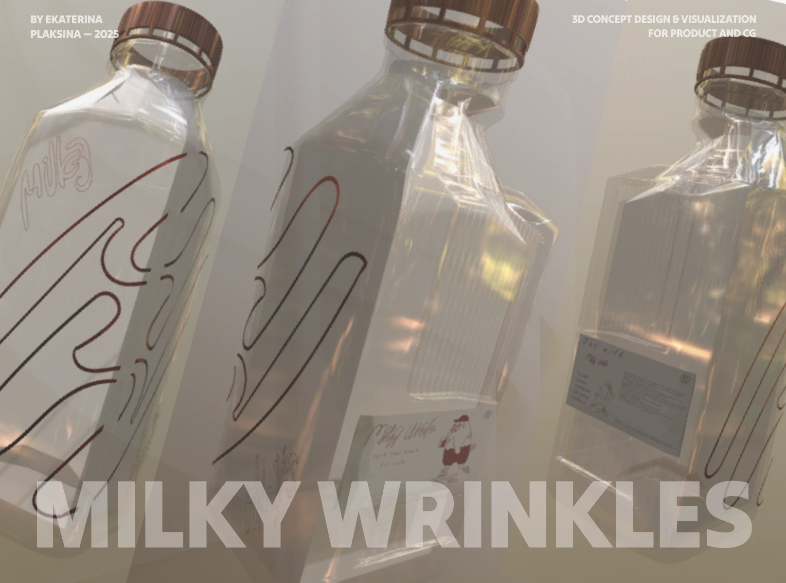Milky Wrinkles — 3D Milk Bottle & CGI Design — Изображение №1 — Брендинг, 3D на Dprofile