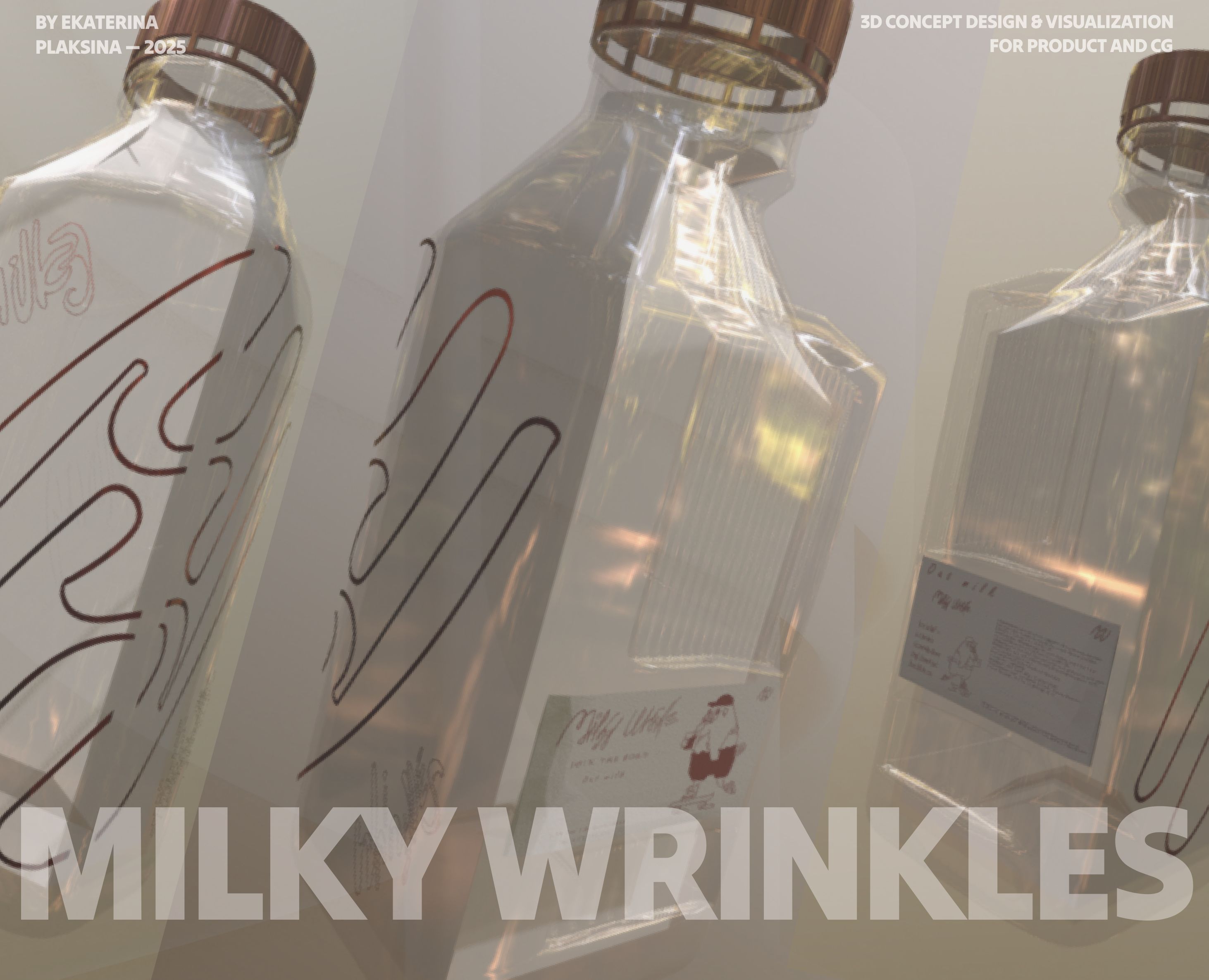 Milky Wrinkles — 3D Milk Bottle & CGI Design на Dprofile