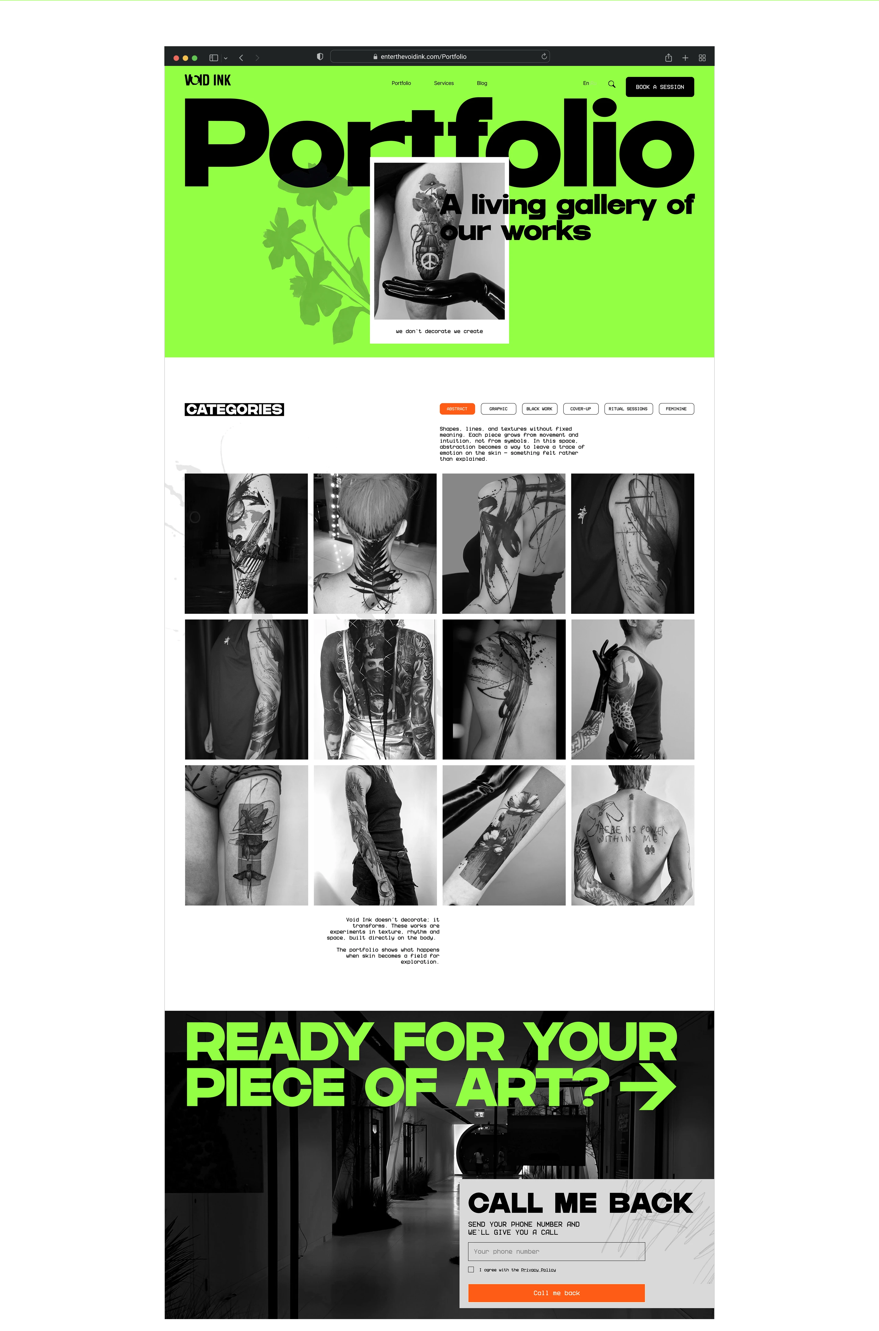 VOID INK | Tattoo Studio Website | UX/UI Concept — Изображение №7 — Интерфейсы, Брендинг на Dprofile